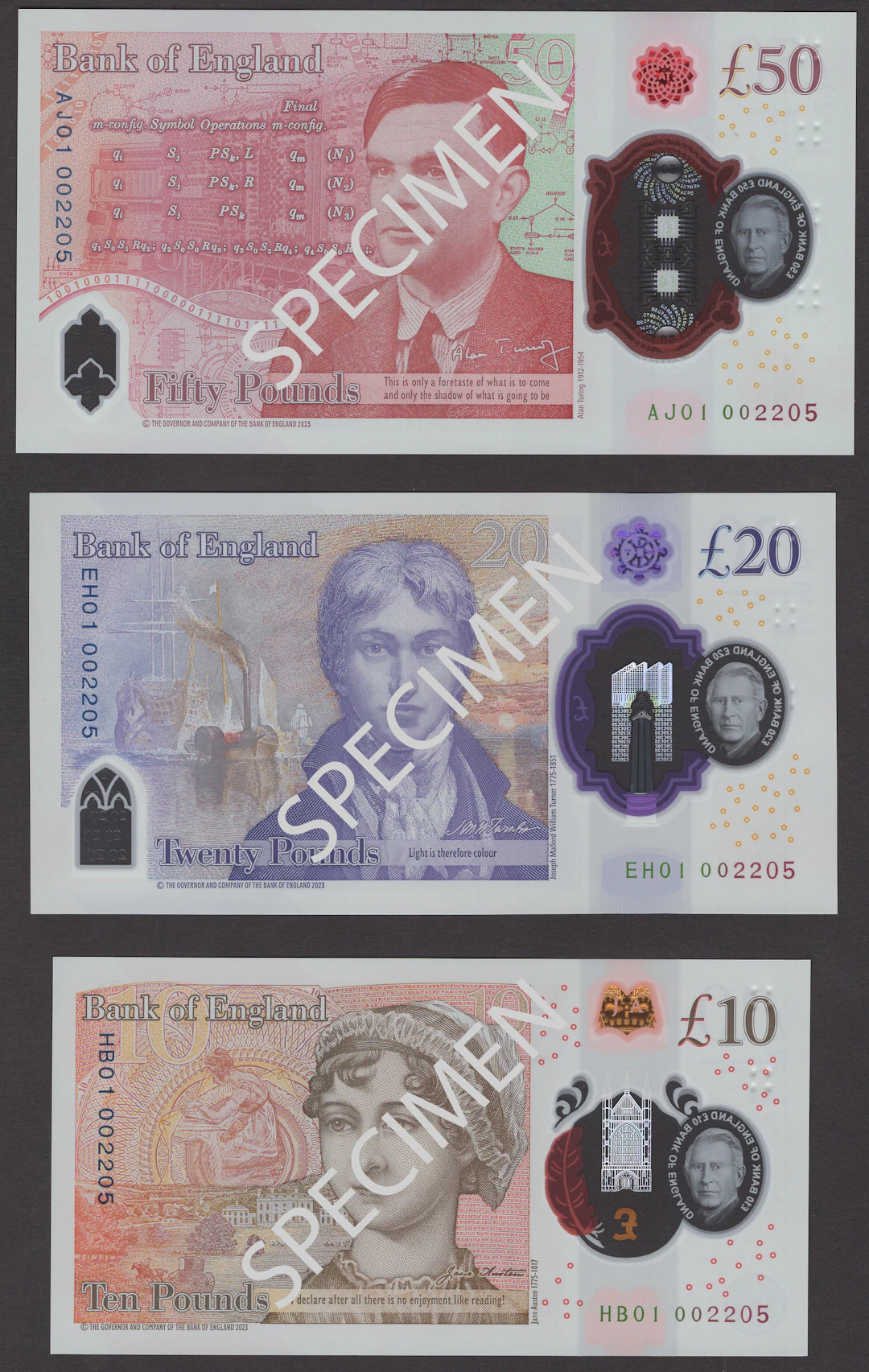 Bank of England, Sarah John, £5, £10, £20 and £50, 2024, prefixes