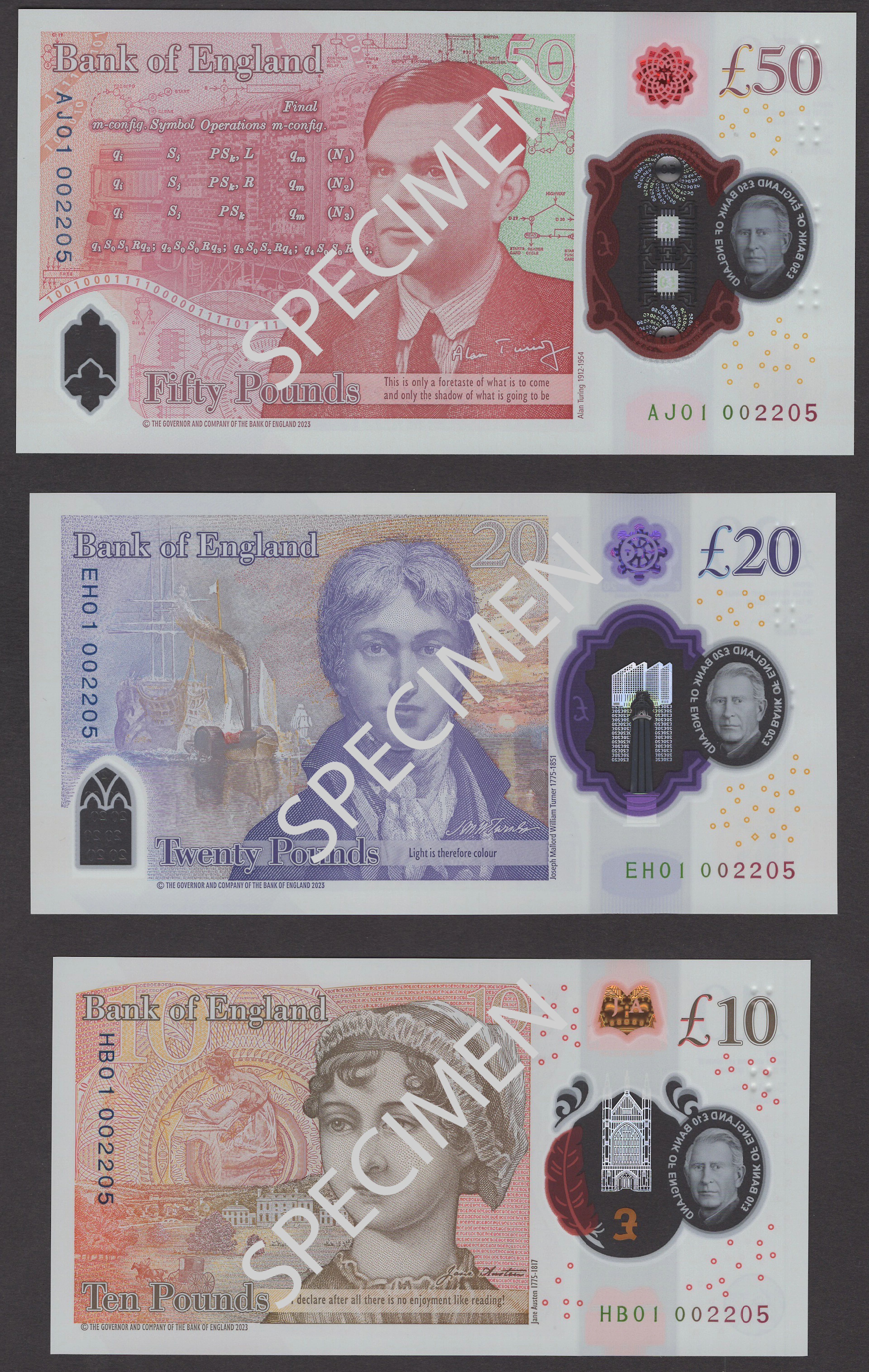 Bank of England, Sarah John, £5, £10, £20 and £50, 2024, prefixes