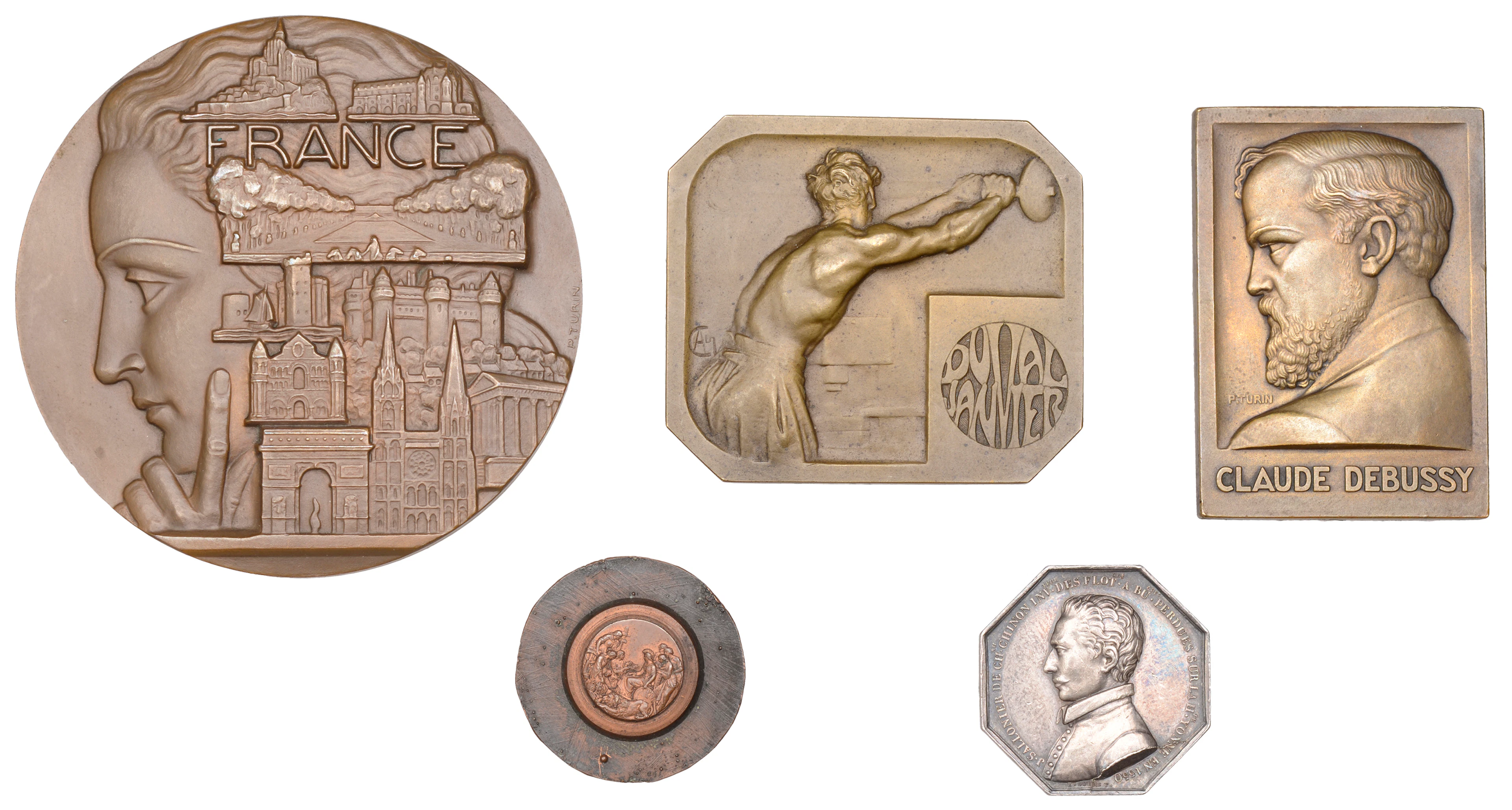 France, France Touristique, 1953, a bronze medal by P. Turin, 81mm