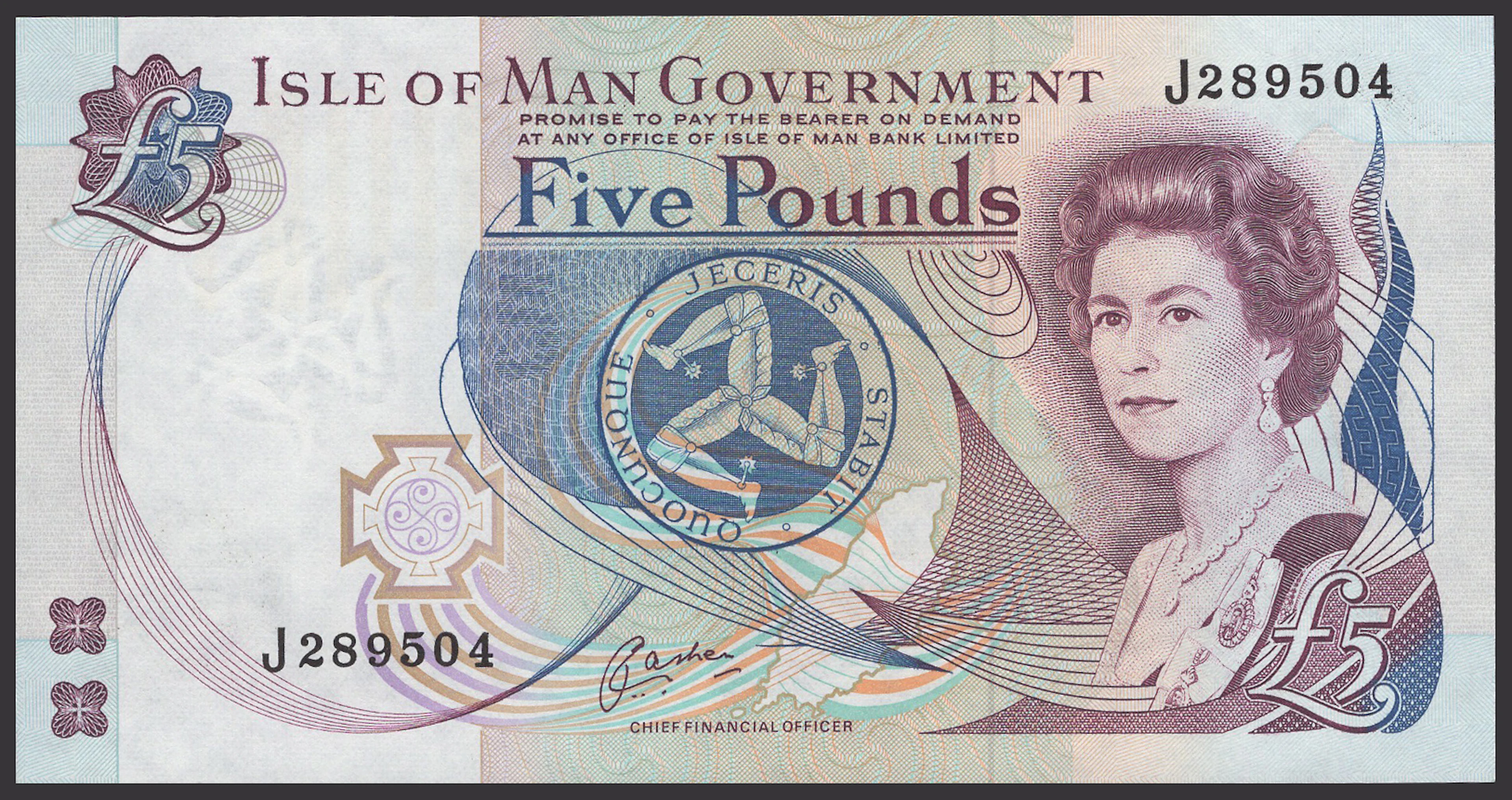 Isle of Man Government, J.Cashen, consecutive £5 (10), ND (1991)