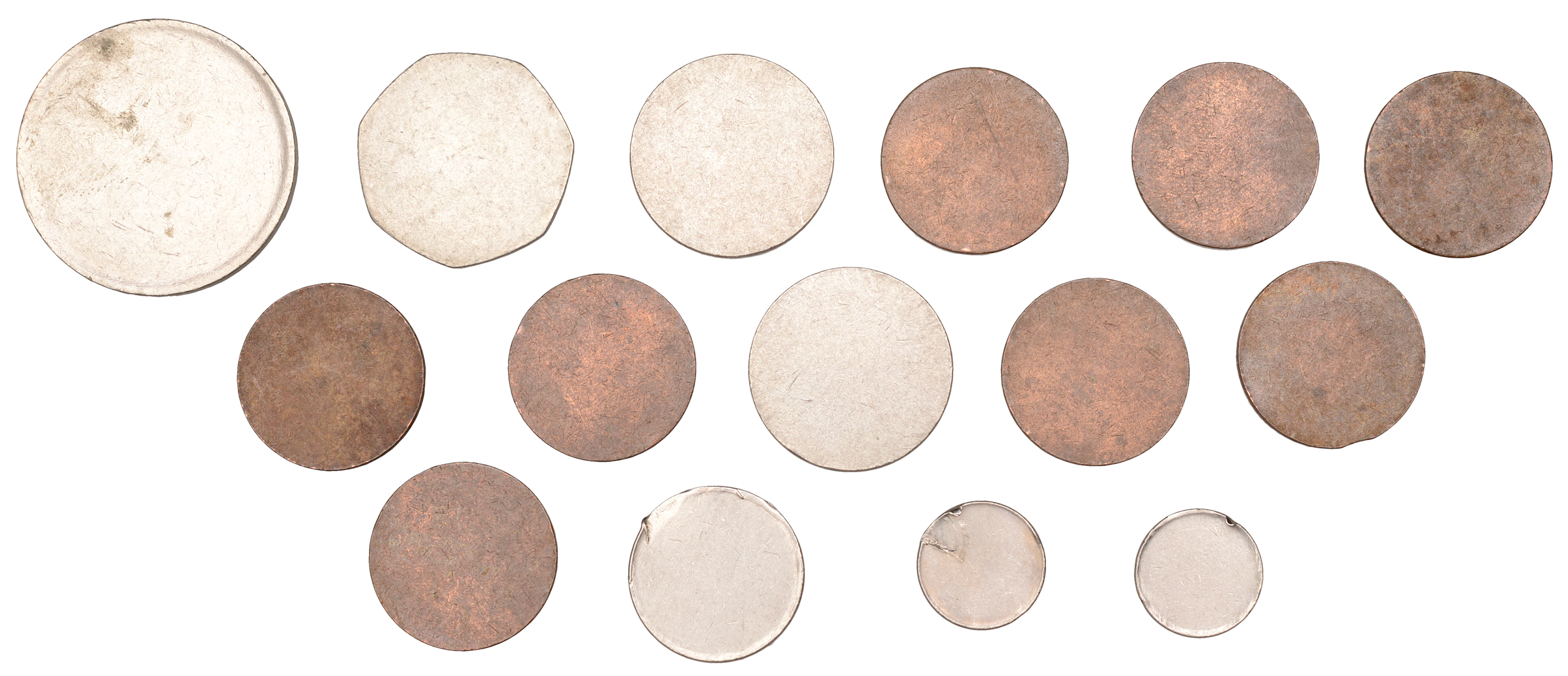 Elizabeth II, Blank Planchet Errors (15), Crown (1), Fifty Pence (1)