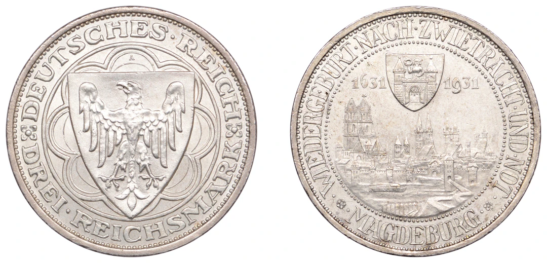 Germany, Weimar Republic, 3 Reichsmark, 1931a, Berlin, rebuilding