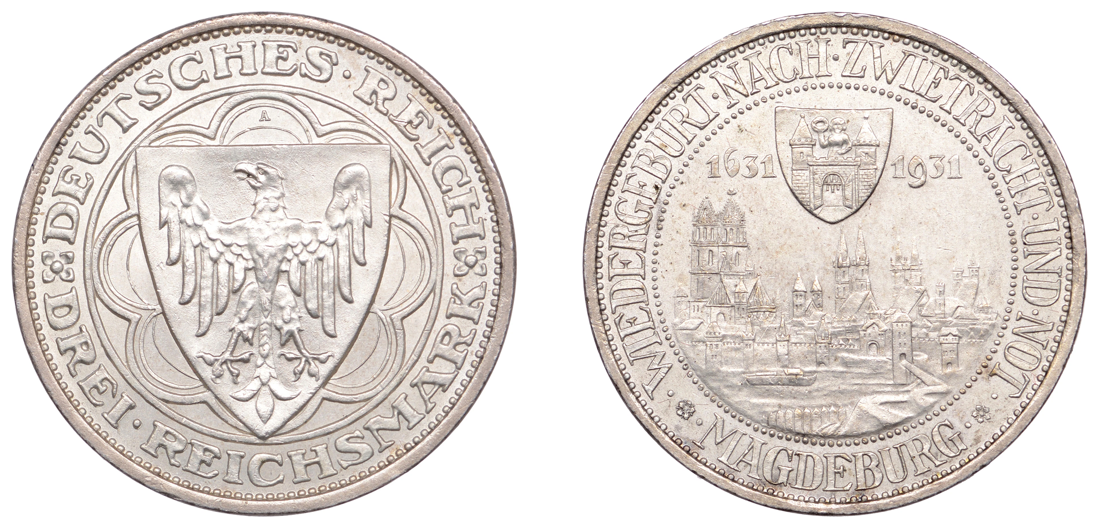 Germany, Weimar Republic, 3 Reichsmark, 1931a, Berlin, rebuilding