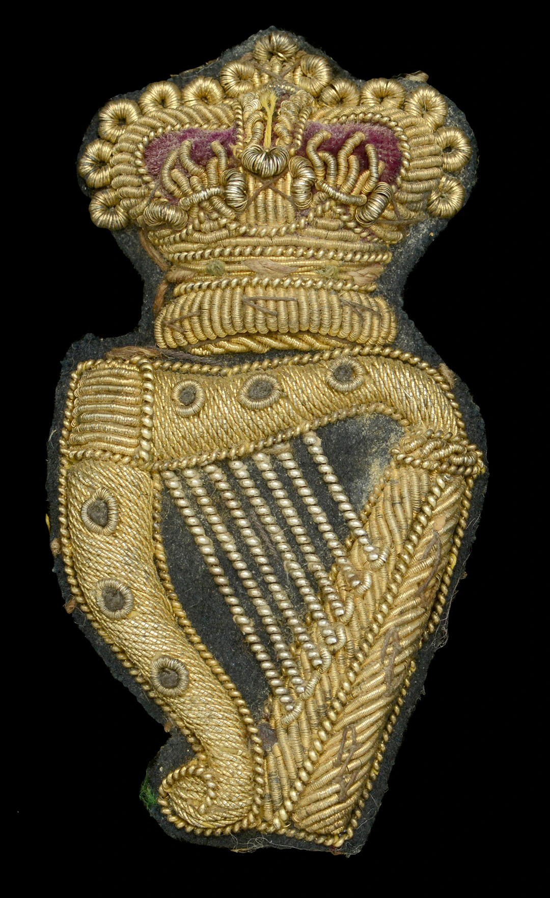 Connaught Rangers Officer’s cloth Forage Cap Badge. A very good Victorian