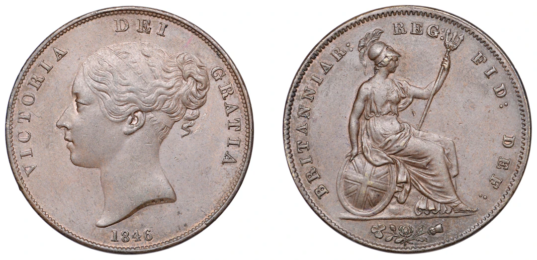 Victoria (1837-1901), Penny, 1846, far colon (BMC 1490; S 3948). Toned