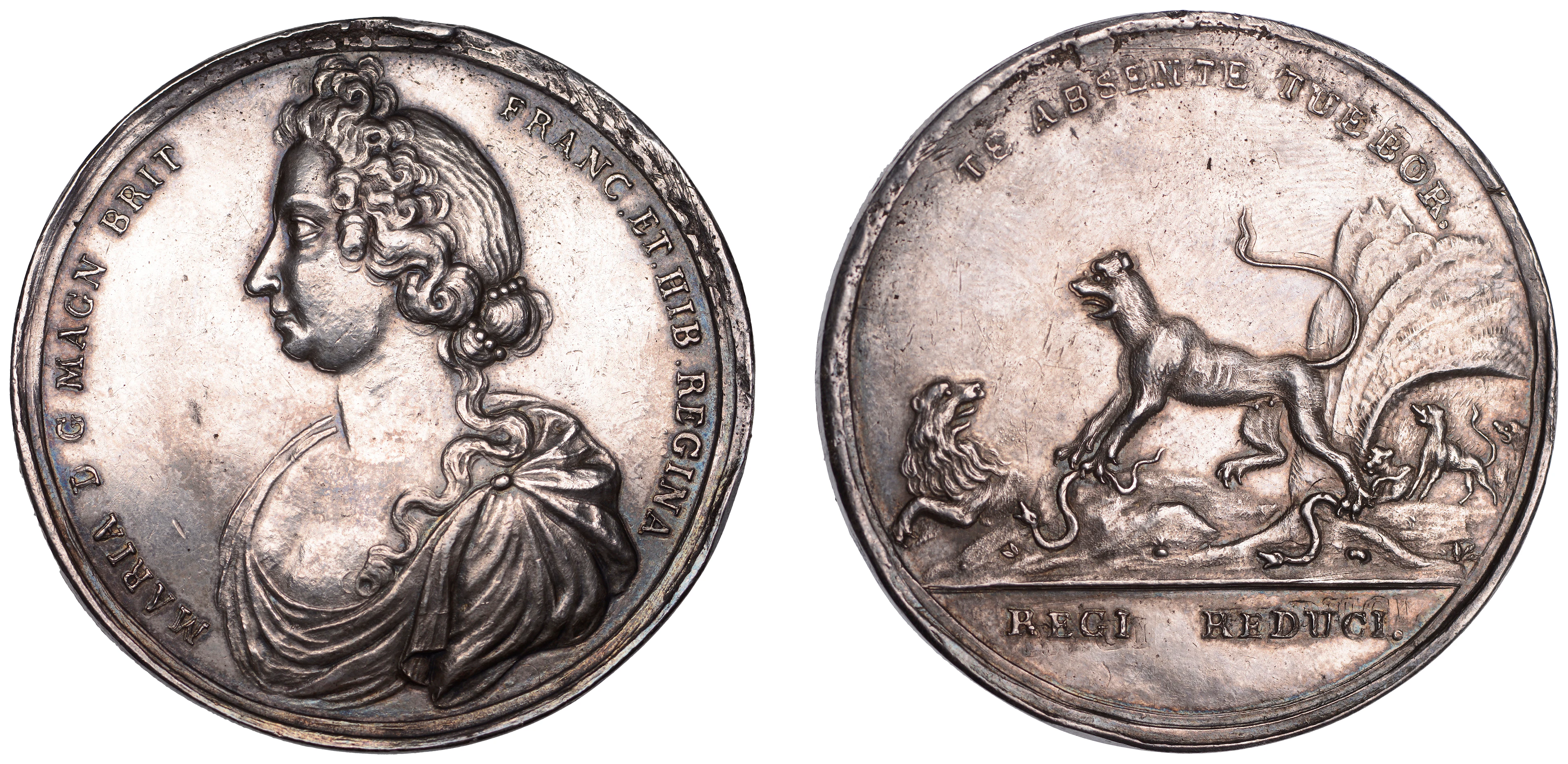 The Regency of Mary, undated [1691], a silver medal by J. Lunder (after
