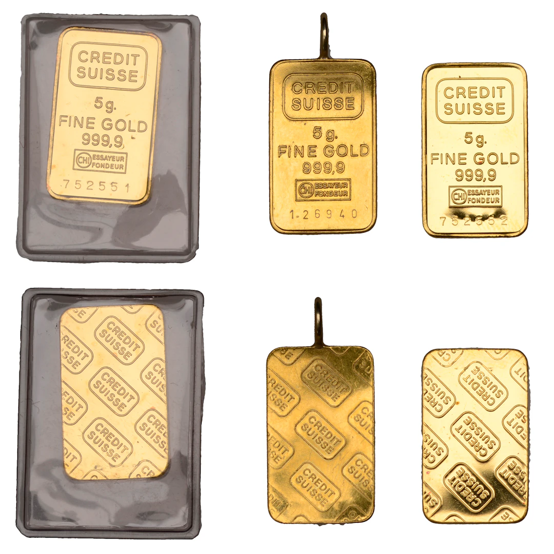 Switzerland, Credit Suisse, 5 gram 24kt gold bars (3), 15.00g AGW