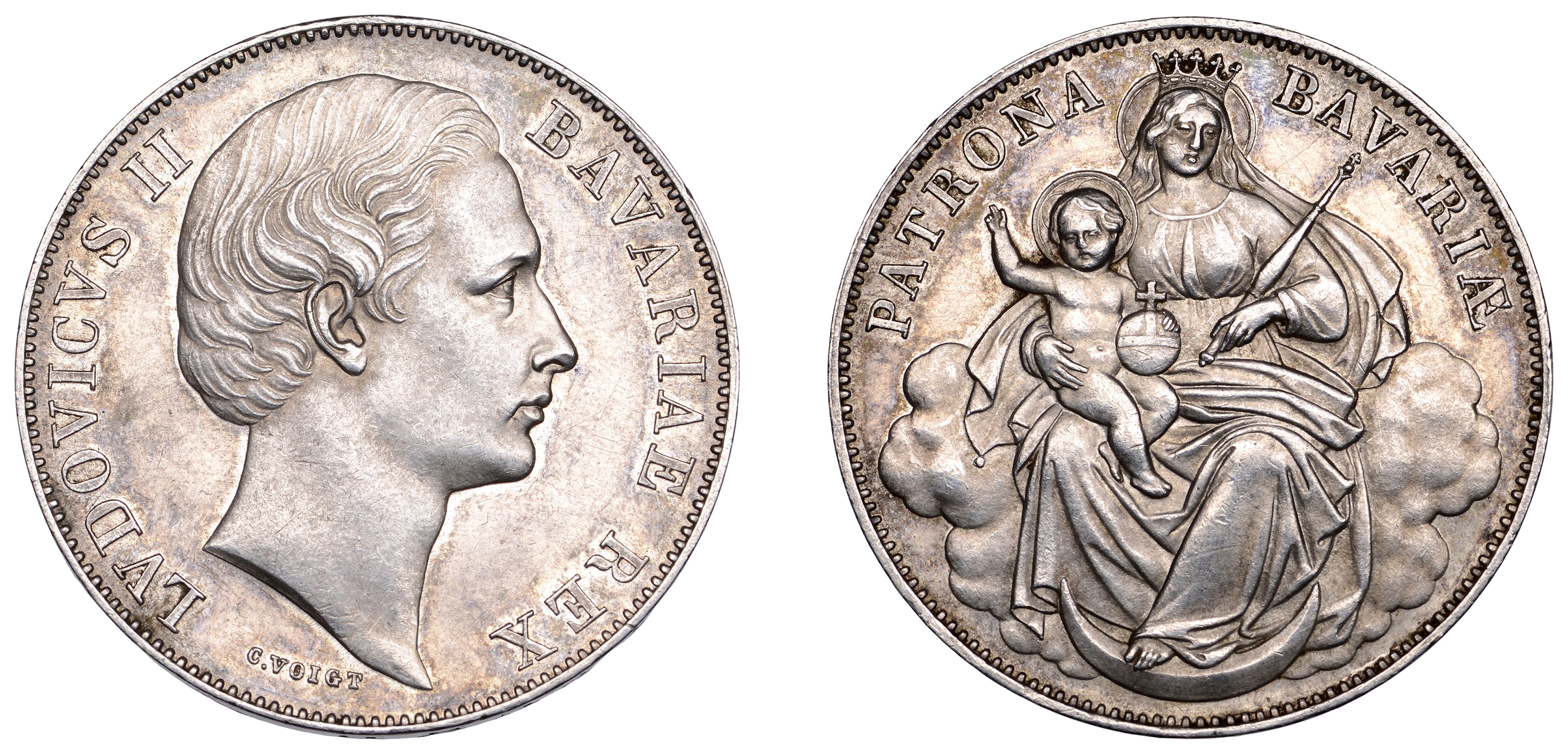 Germany, Bavaria, Ludwig II, Vereinsthaler, undated (1865), Madonnentaler
