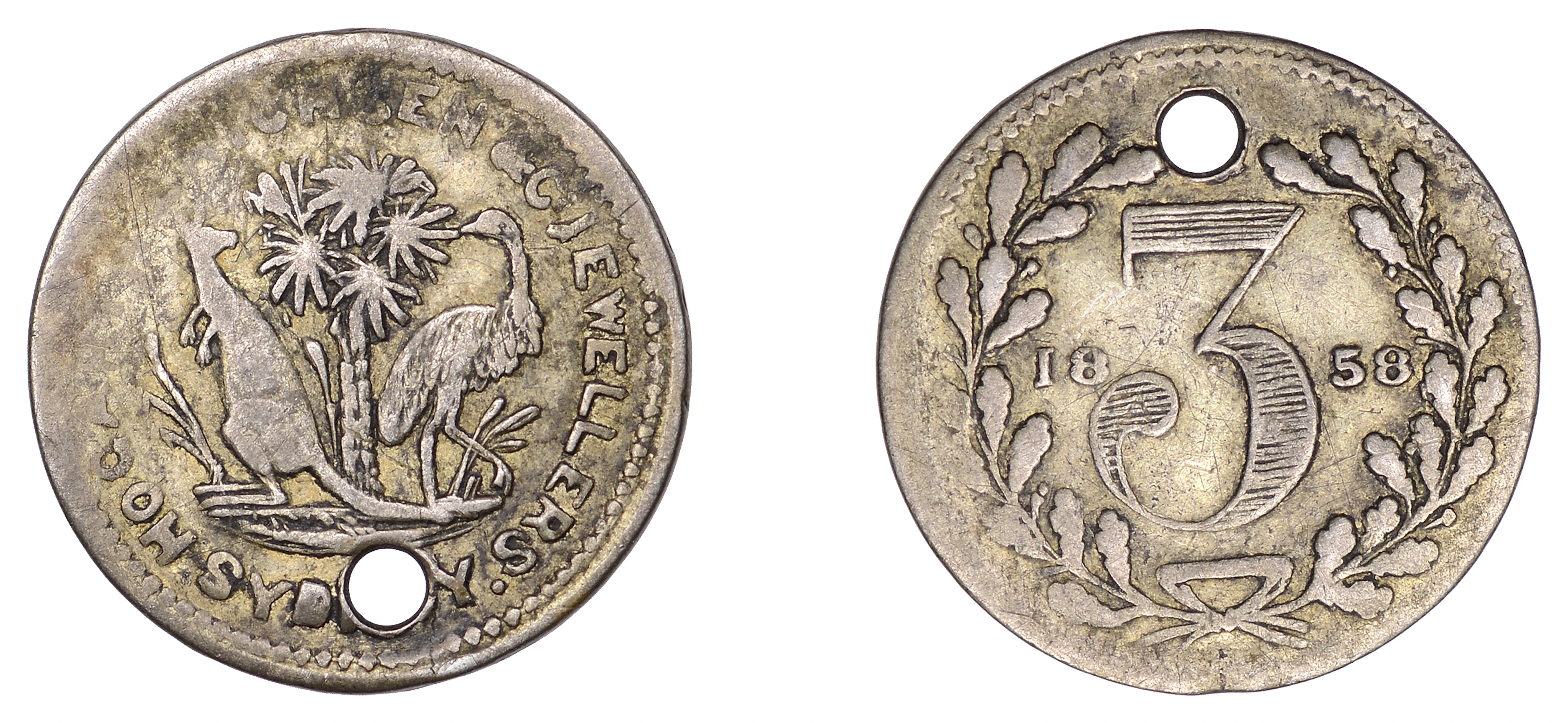 Australia, New South Wales, SYDNEY, Hogarth Erichsen & Co., Threepence