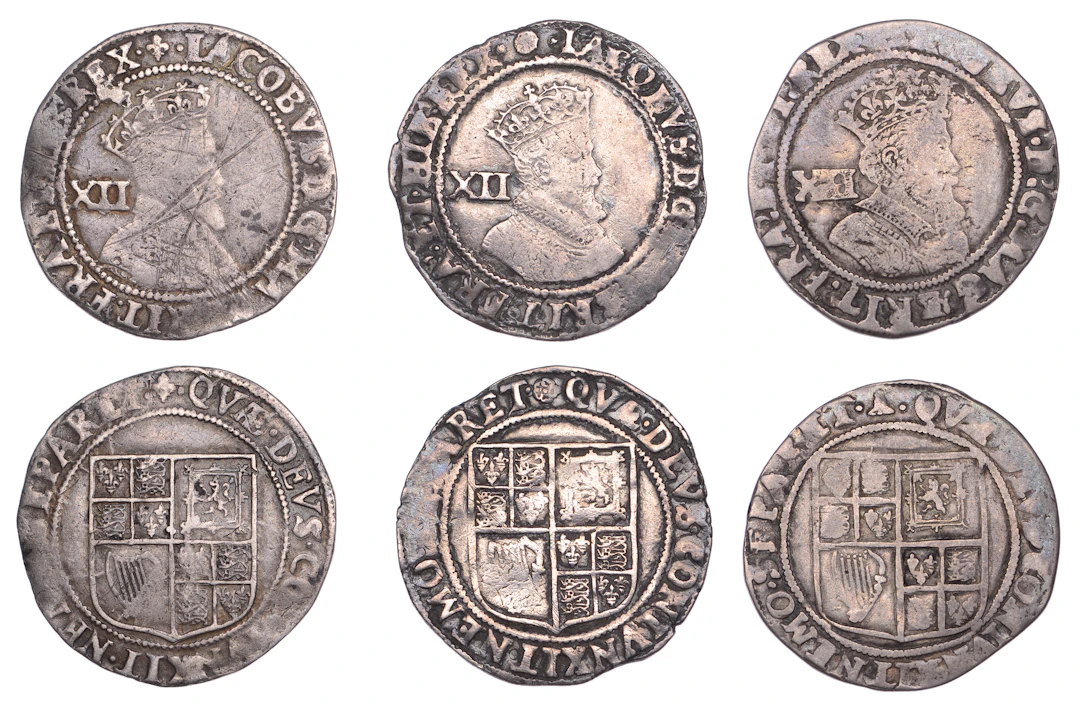 James I, Second Coinage, Shillings (3), mm. lis, third bust, 5.46g/11h;
