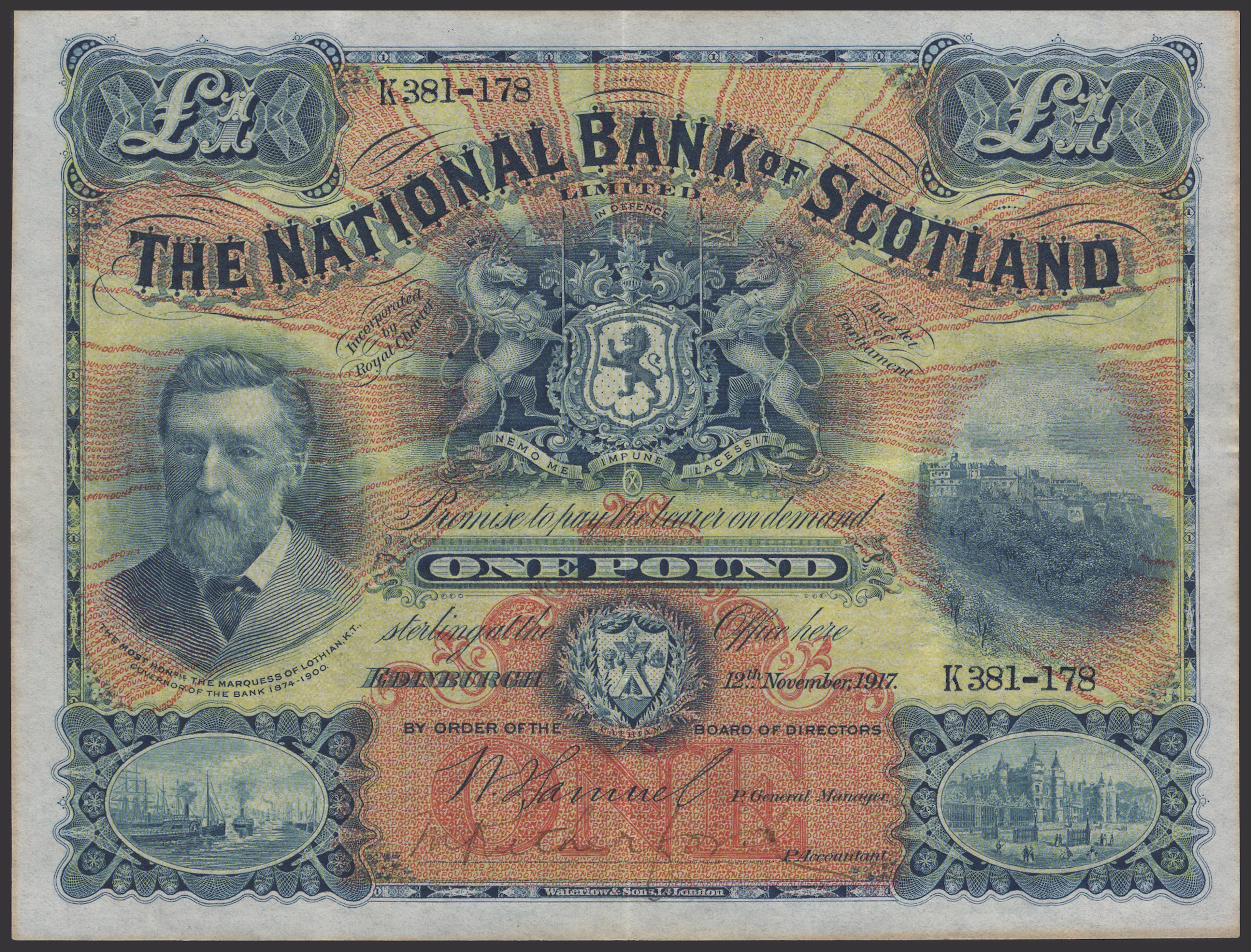 National Bank of Scotland Limited, £1, 12 November 1917, serial number