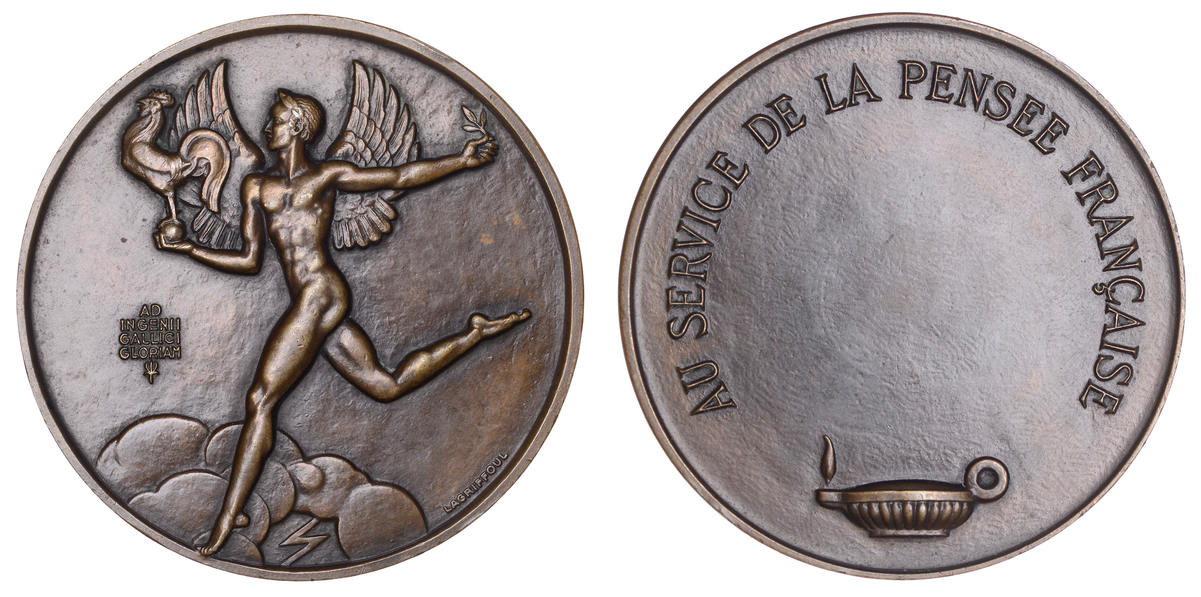 FRANCE, Pensée Français [French Thought], c. 1935, an Art Déco bronze