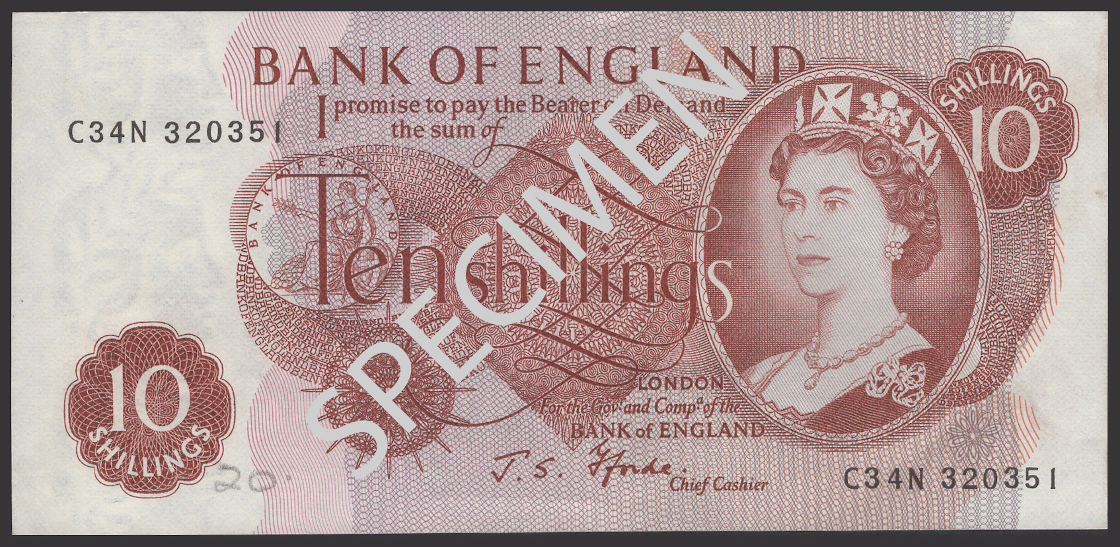 Bank of England, John S. Fforde, 10 Shillings (40), 15 February 1967