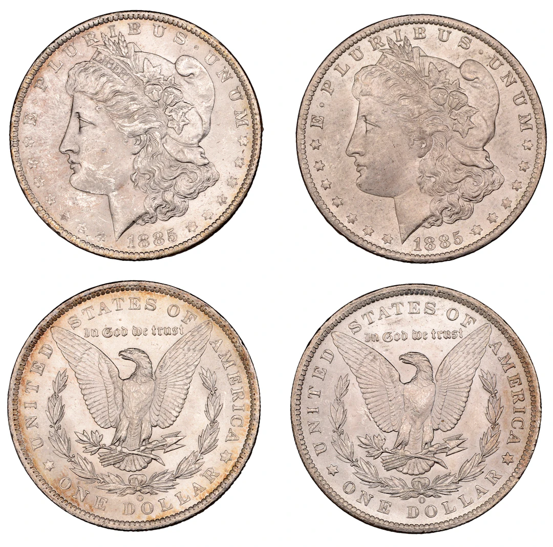 United States of America, Dollars (2), both 1885o, New Orleans (KM