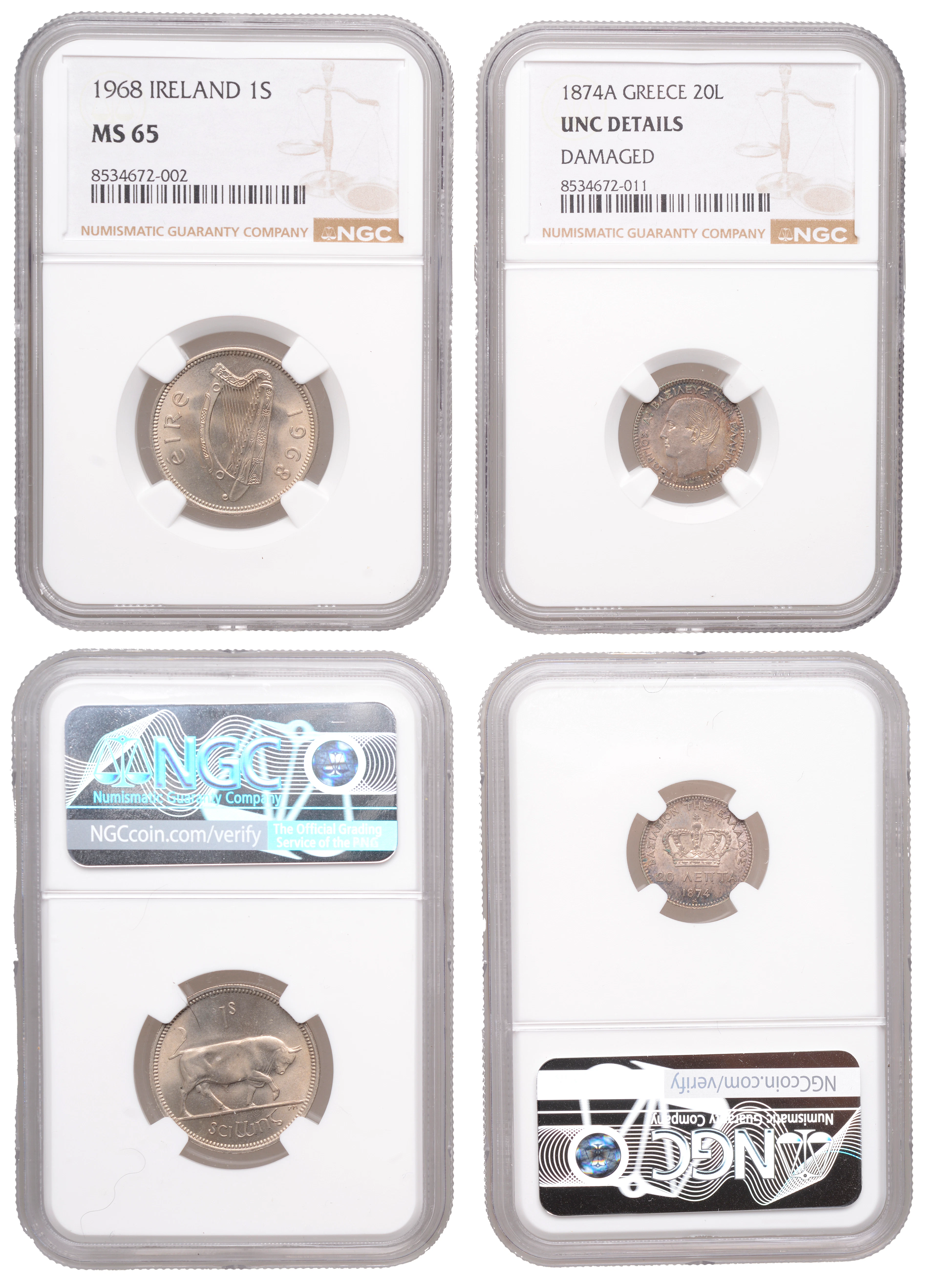 Miscellaneous, GREECE, George I, 20 Lepta, 1874a, Paris (KM 44); IRELAND