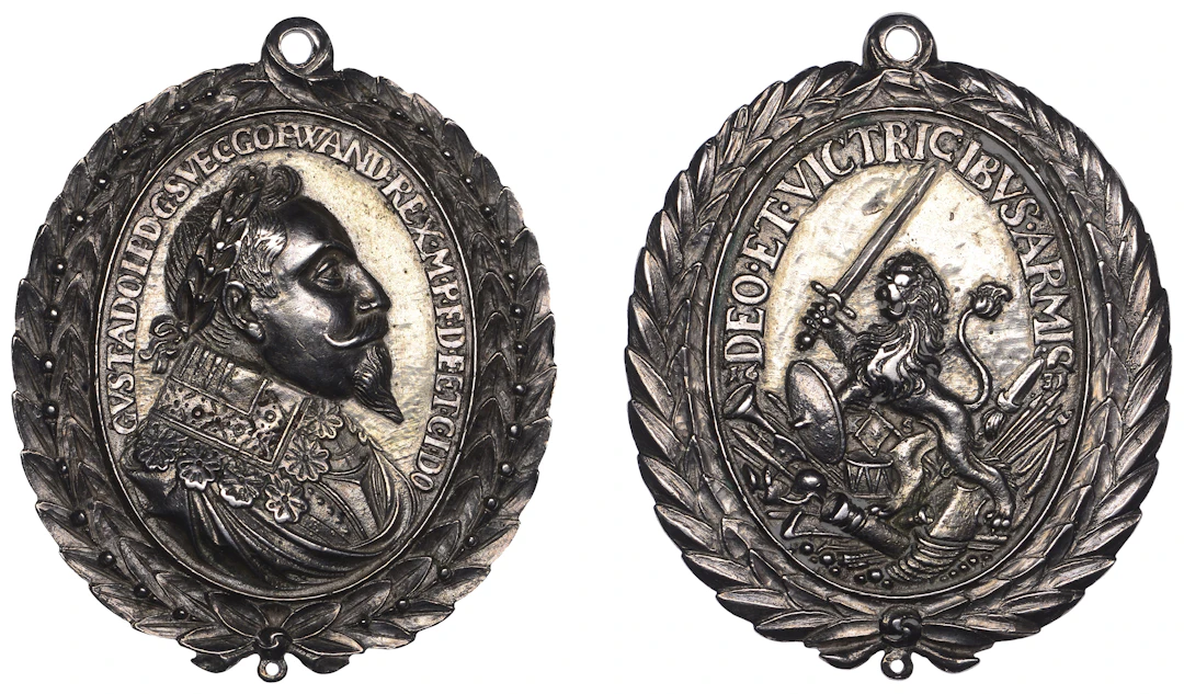 SWEDEN, Gustav Adolf, 1631, a cast oval silver Tapferkeitsmedaille