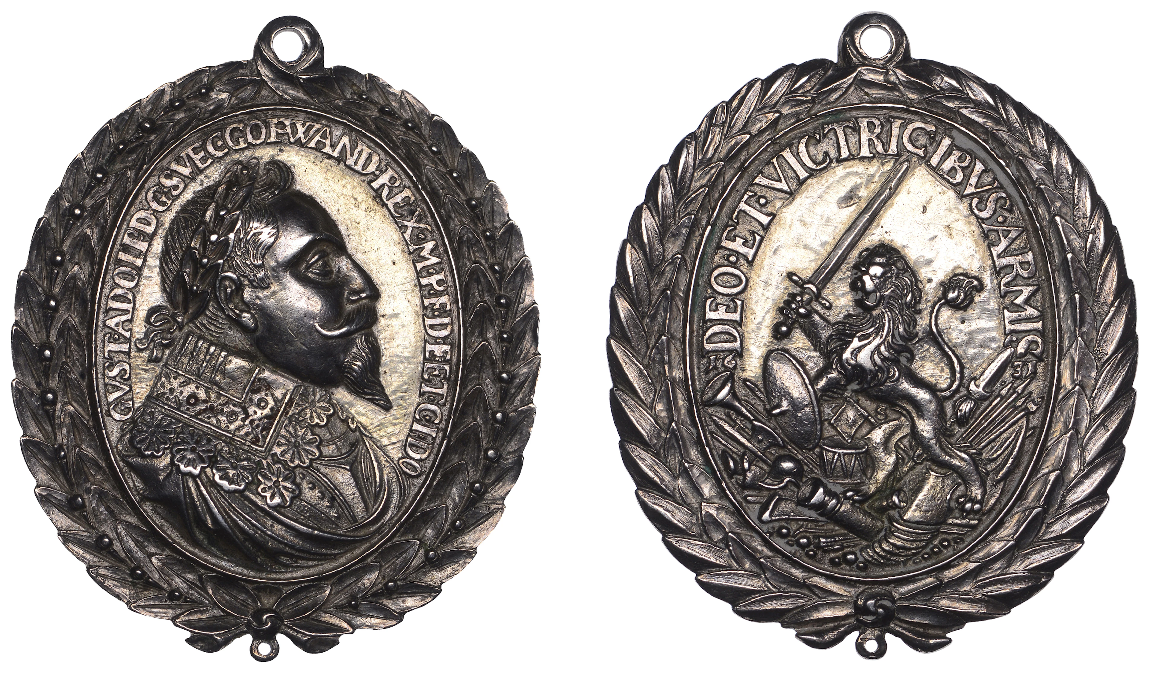 SWEDEN, Gustav Adolf, 1631, a cast oval silver Tapferkeitsmedaille