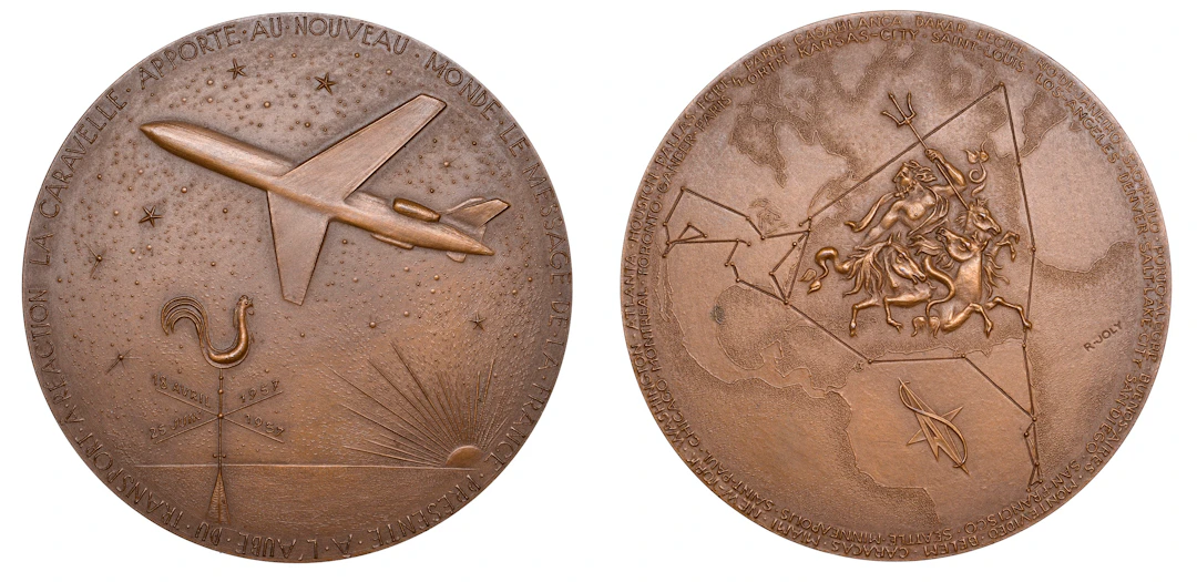 FRANCE, La Caravelle, 1957, a bronze medal by R. Joly for the Union