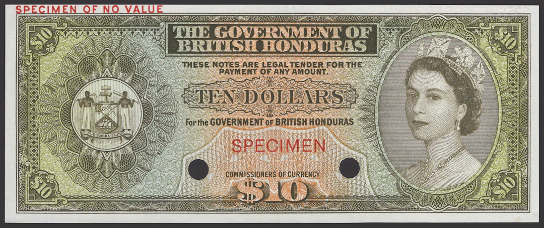 Government of British Honduras, colour trial $10, ND (1953-73), no