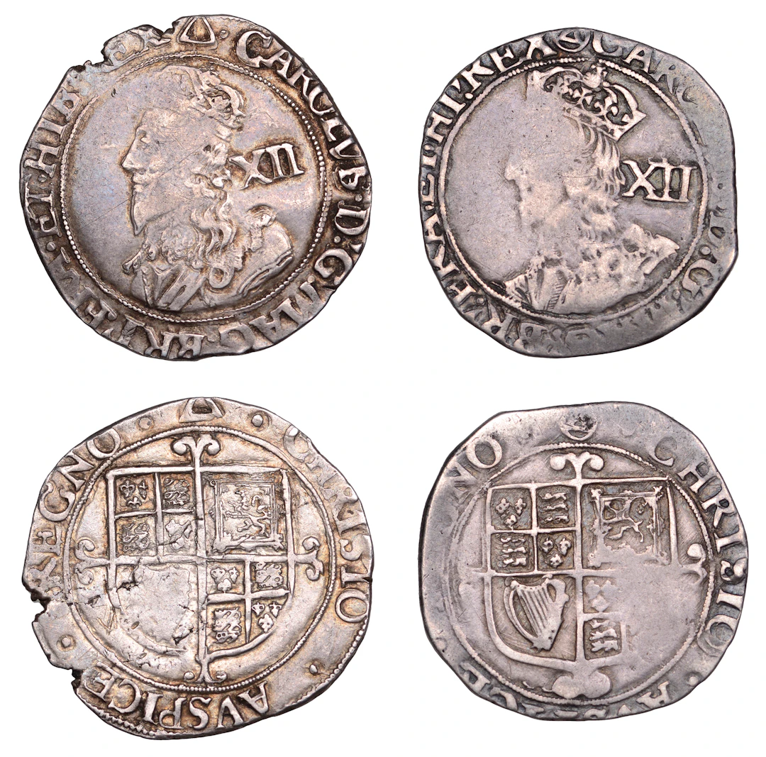 Charles I, Tower mint, Shillings (2), Gp E, type 4.1, mm. triangle