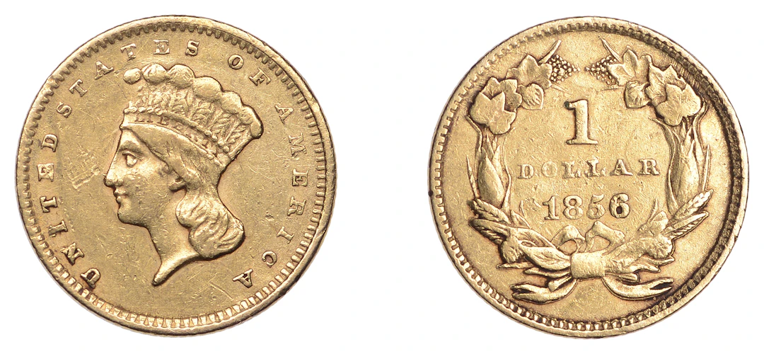 United States of America, Gold Dollar, 1856, slanting 5. Better than