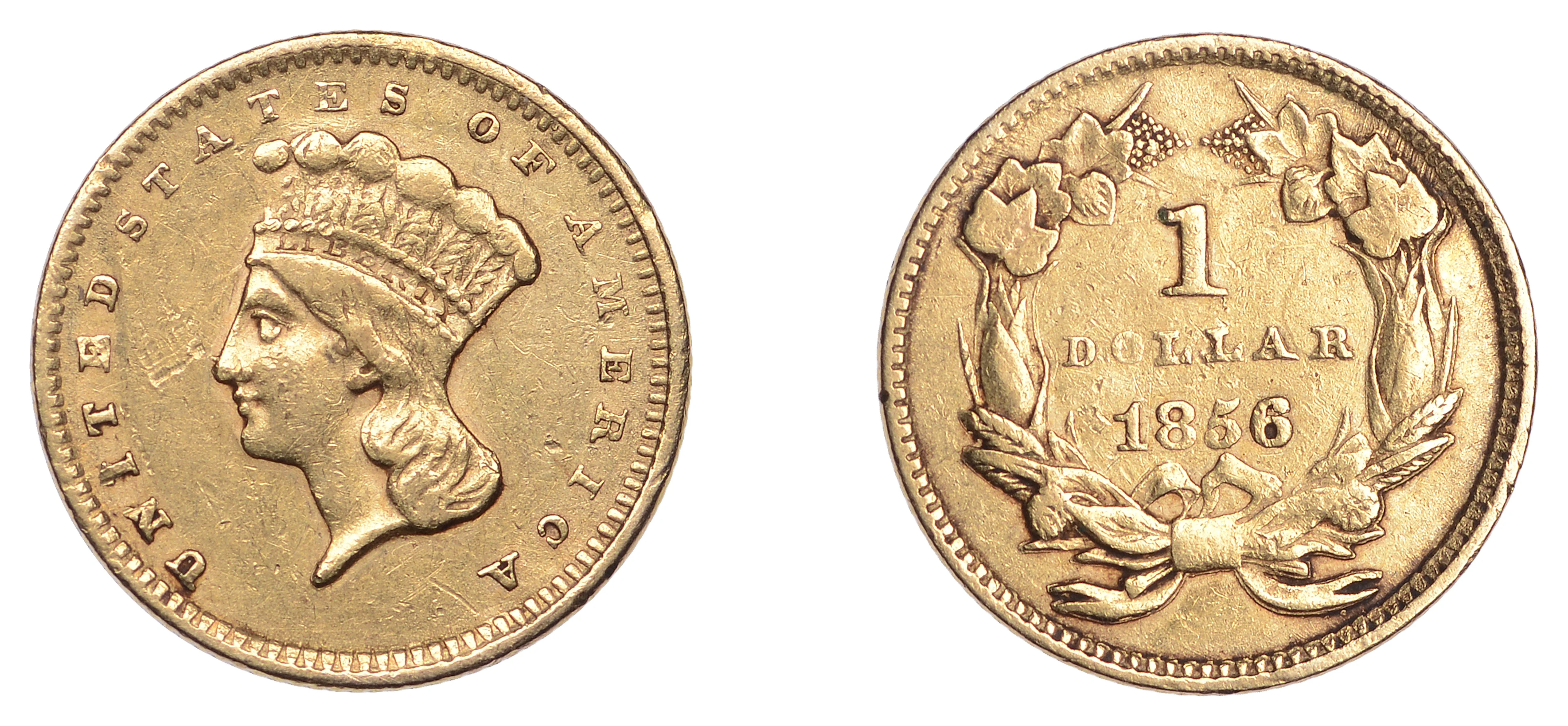 United States of America, Gold Dollar, 1856, slanting 5. Better than