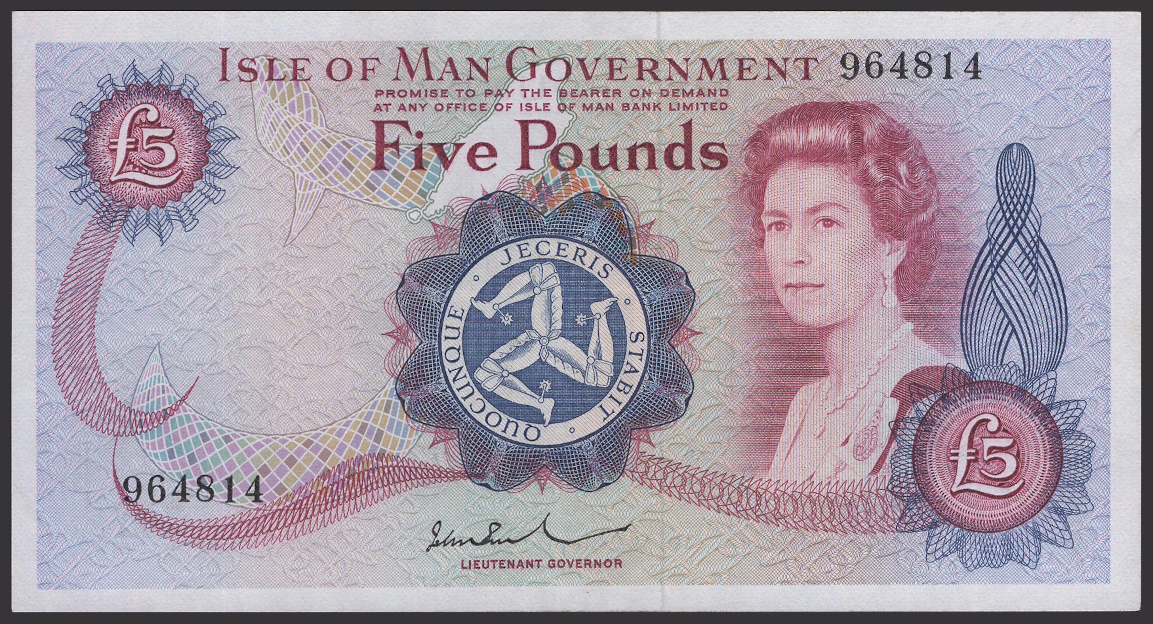 Isle of Man Government, John W. Paul, £5, ND (1974), serial number
