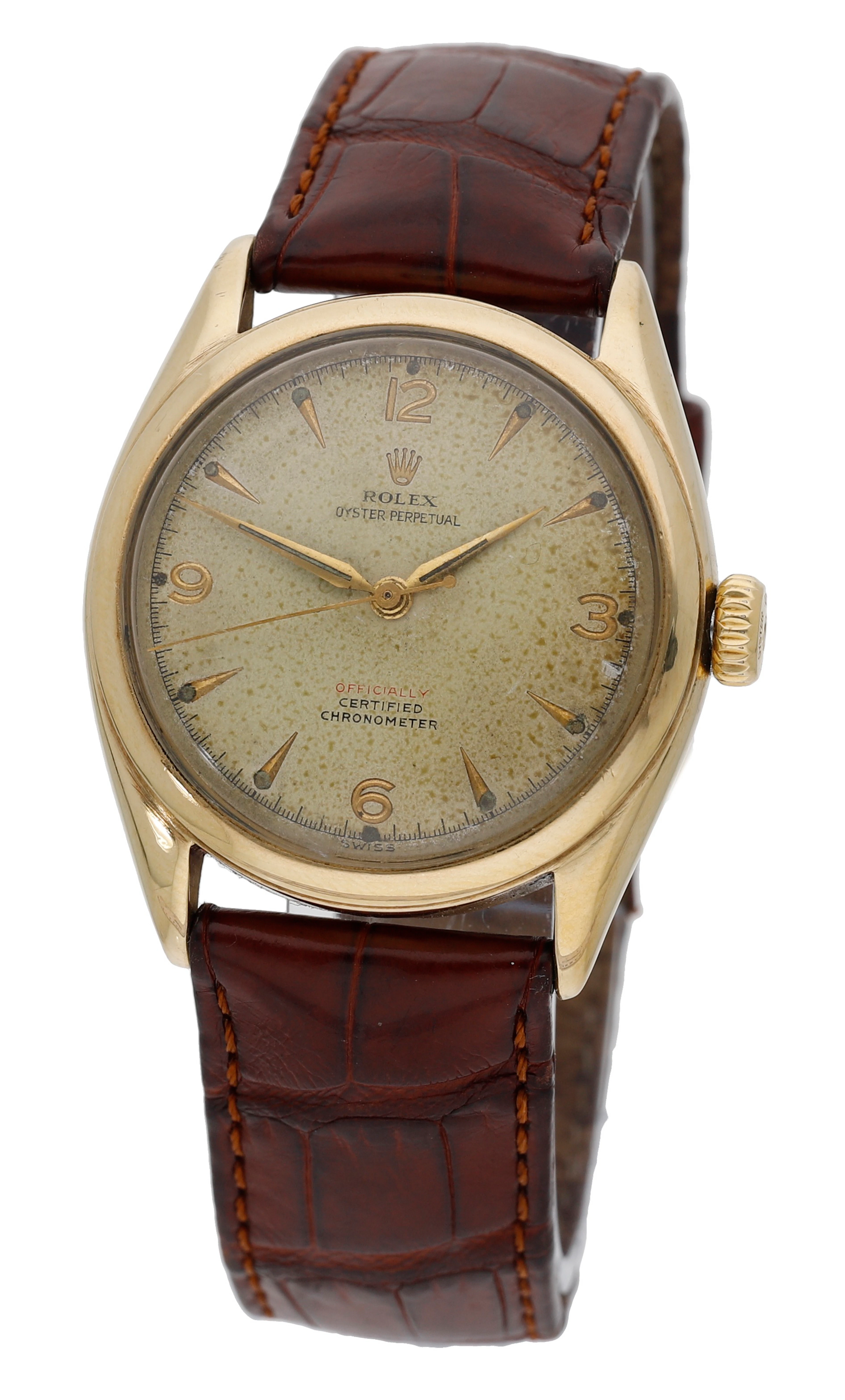 Rolex. A gold automatic wristwatch, Ref. 6084/6085, Oyster Perpetual