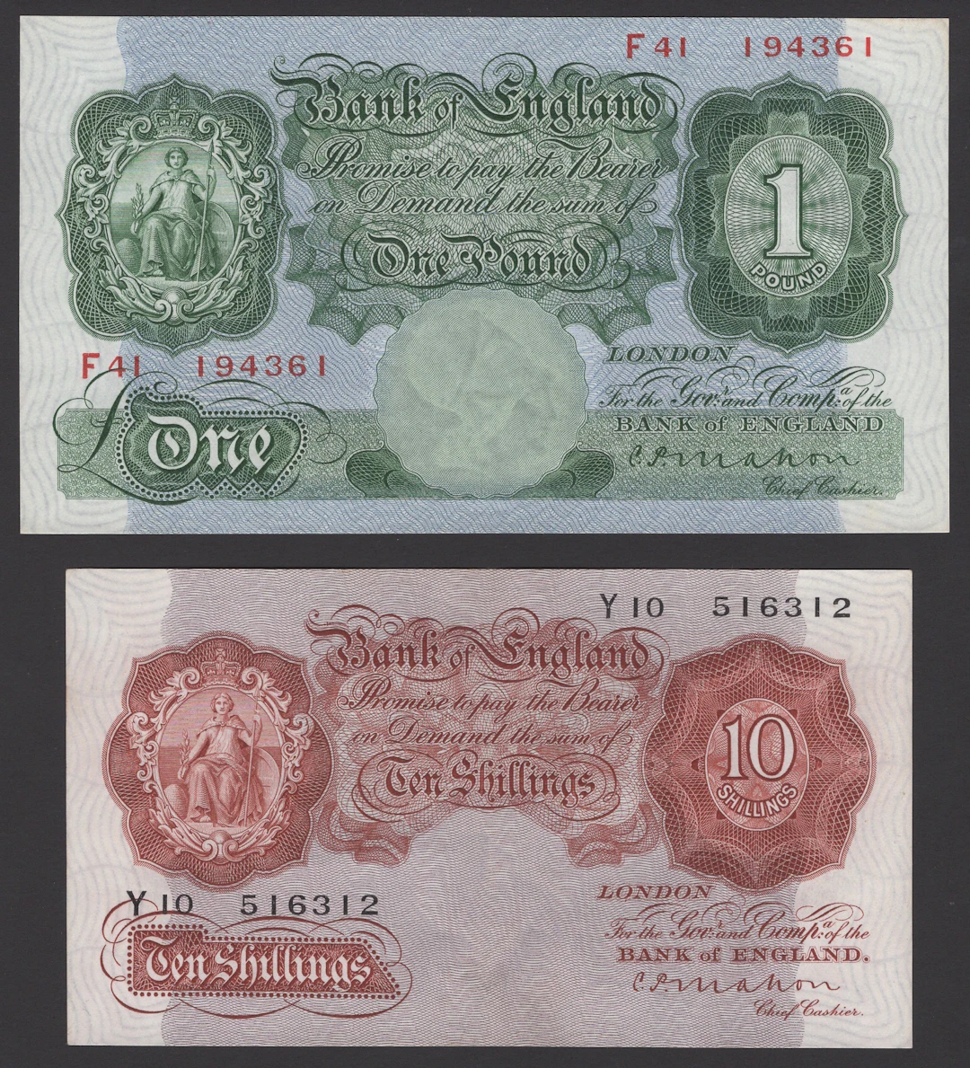 Bank of England, Cyril P. Mahon, 10 Shillings, 22 November 1928, serial