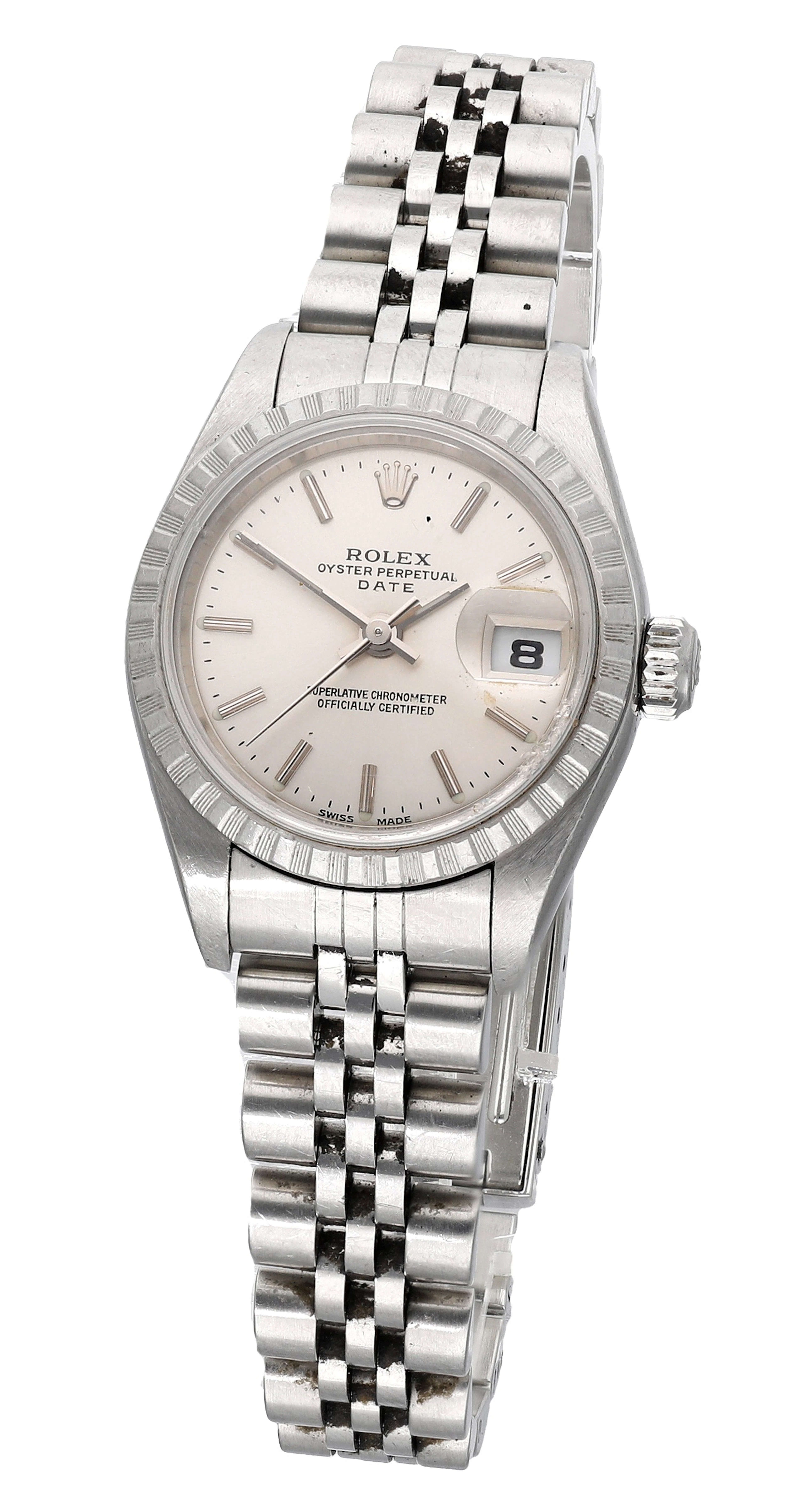 Rolex. A lady’s stainless steel automatic wristwatch with date and
