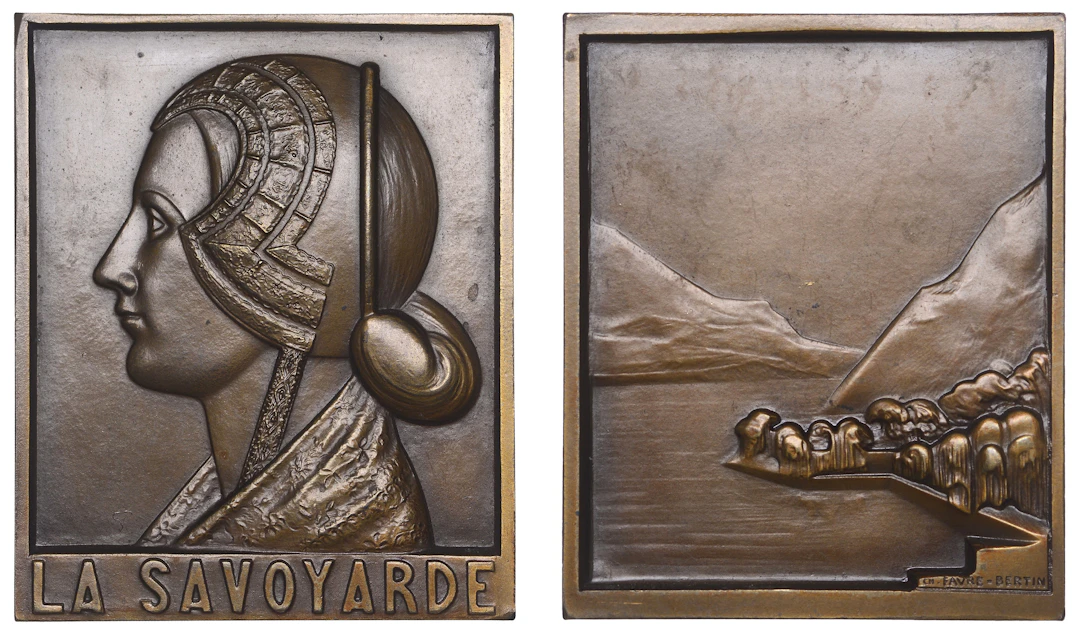 FRANCE, La Savoyarde, 1939, a bronze plaque by C.-M. Favre-Bertin