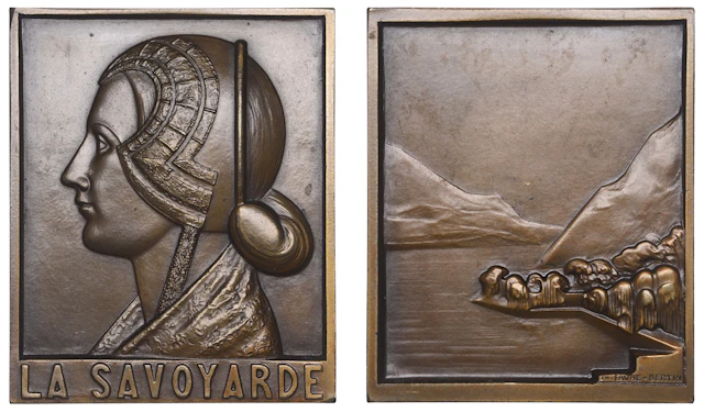 FRANCE, La Savoyarde, 1939, a bronze plaque by C.-M. Favre-Bertin