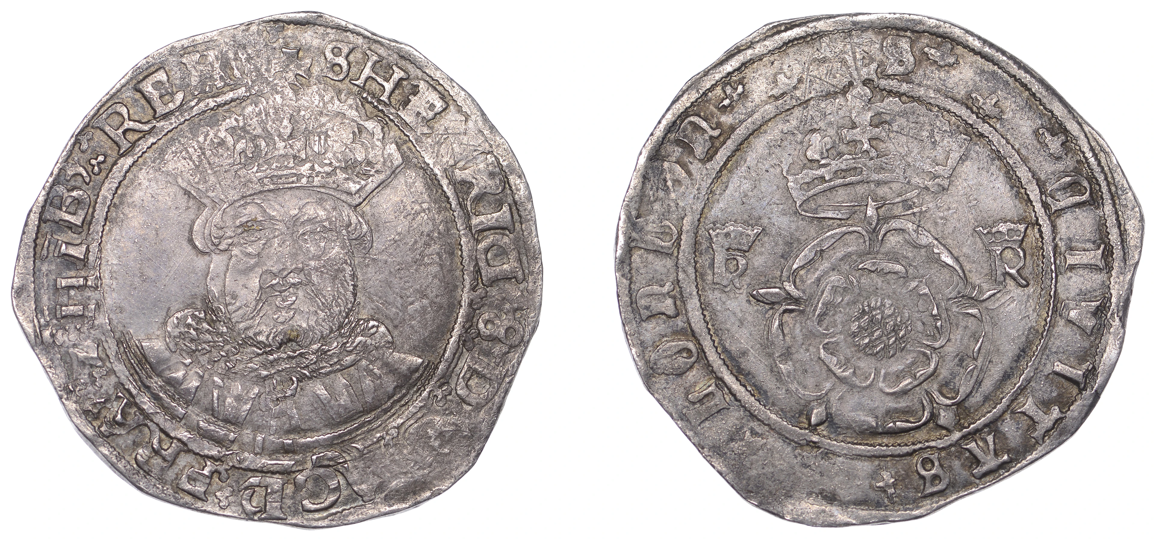 Henry VIII (1509-1547), Third coinage, Testoon, Southwark, mm. S