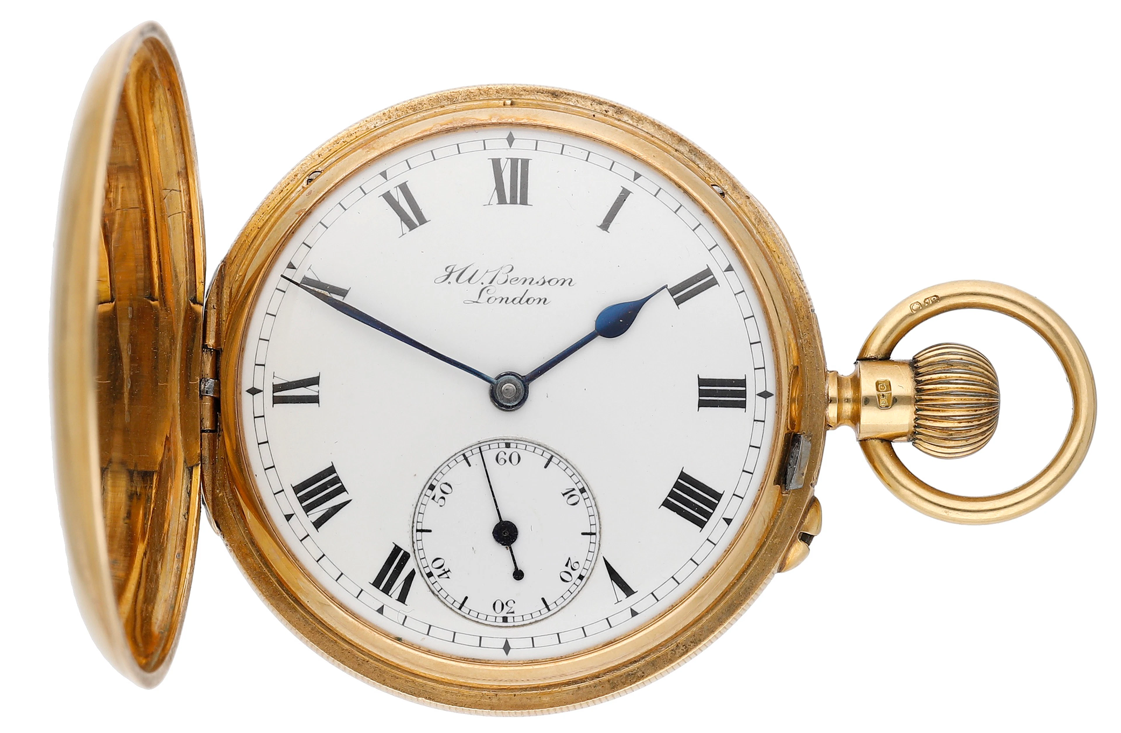 J. W. Benson, London. A gold hunting cased keyless watch, 1860. Movement: