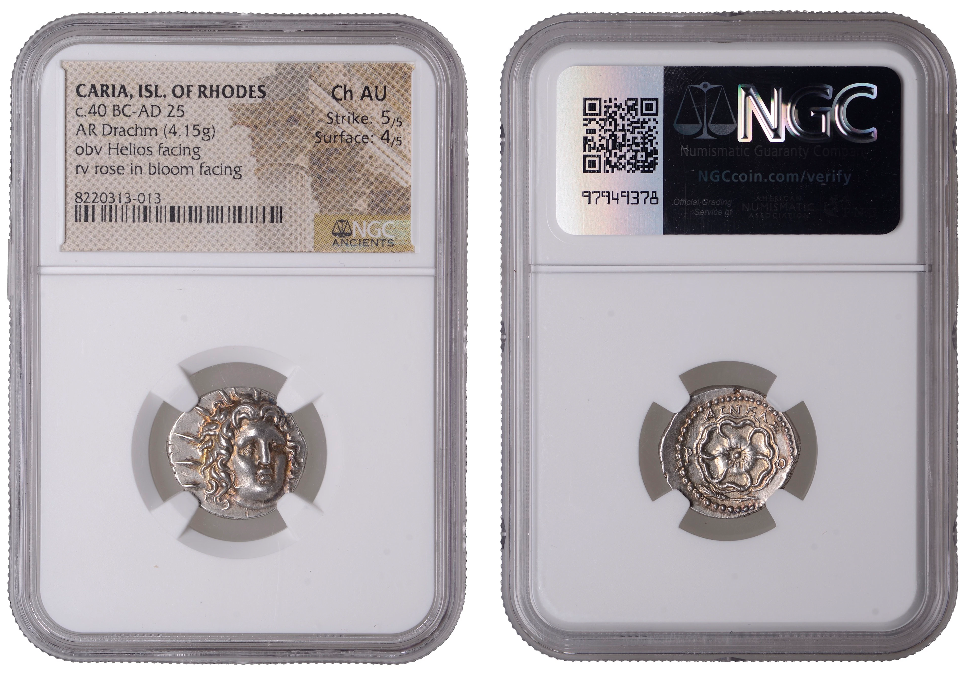 Islands off Caria, Rhodes, Drachm, c. 84-30, struck under the magistrate