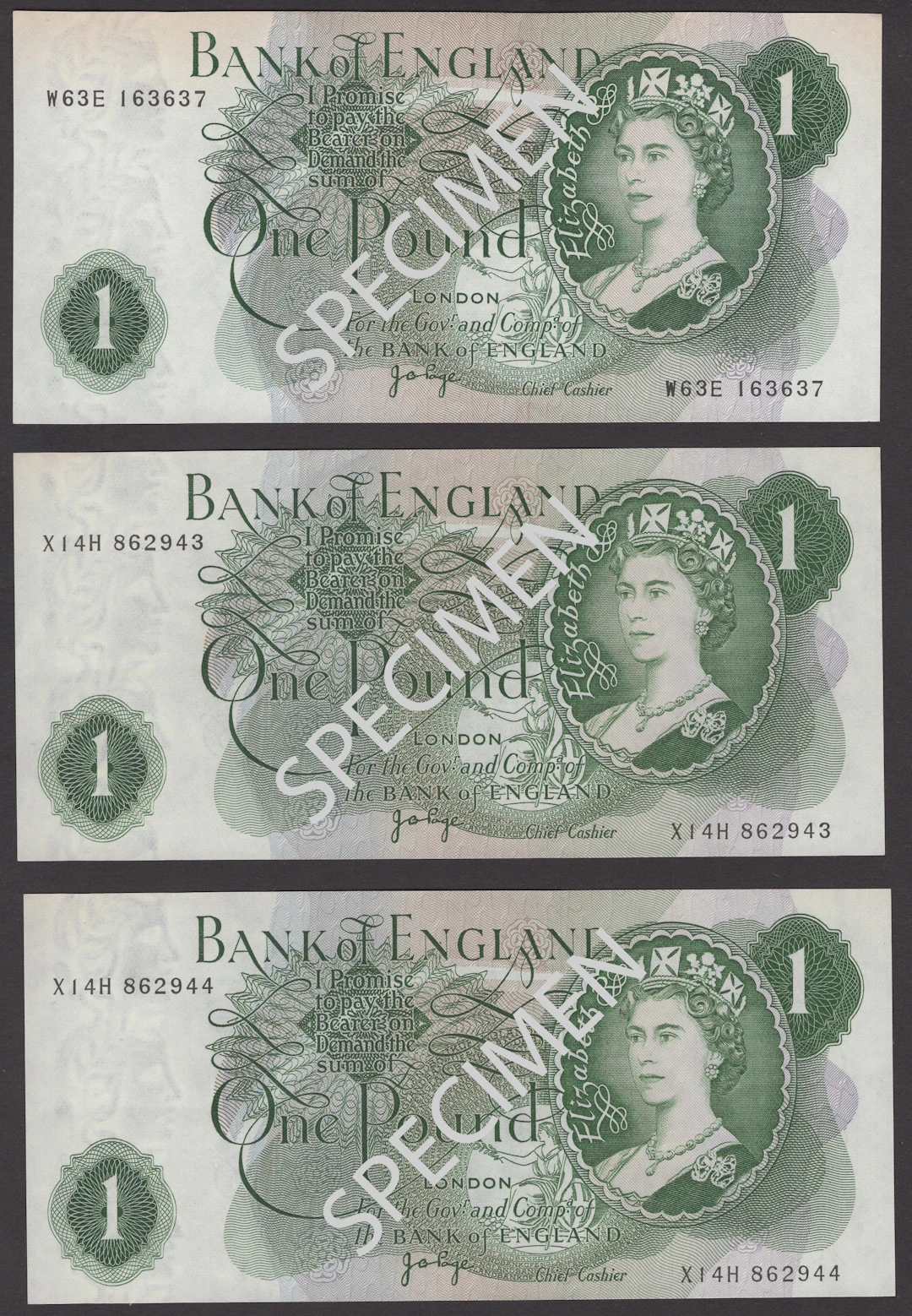 Bank of England, John B. Page, £1 (8) and replacement £1 (5), 1970