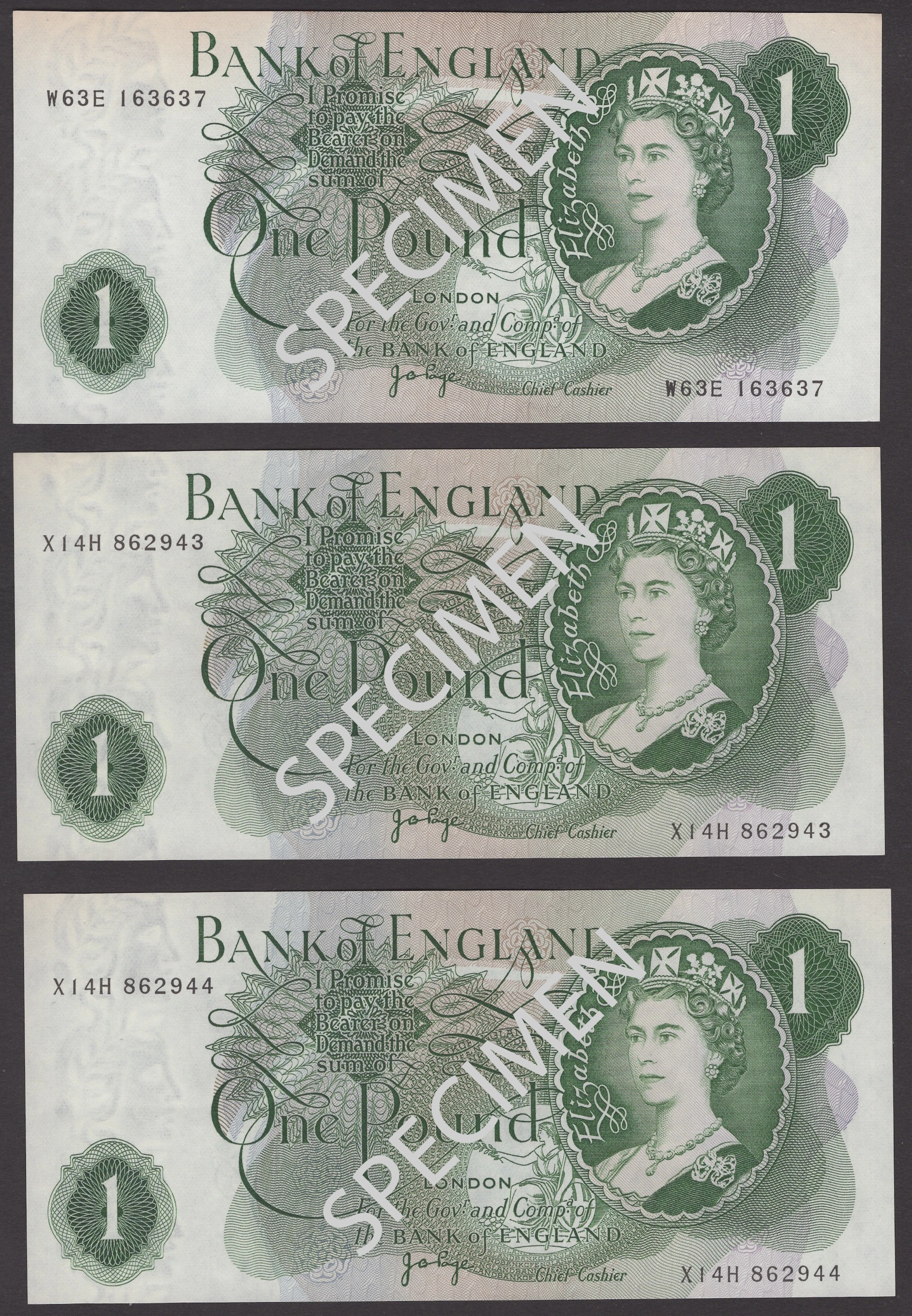 Bank of England, John B. Page, £1 (8) and replacement £1 (5), 1970