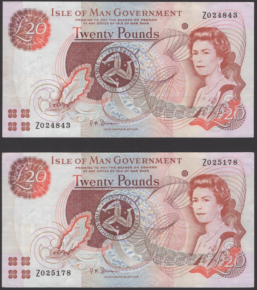 Isle of Man Government, P.M.Shimmin, replacement £20 (2), ND (2007)