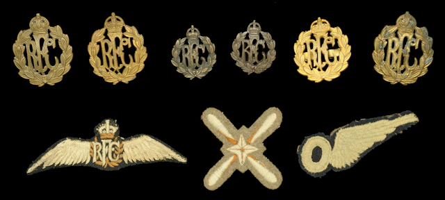 Assorted Royal Flying Corps Insignia. A good selection of Great War