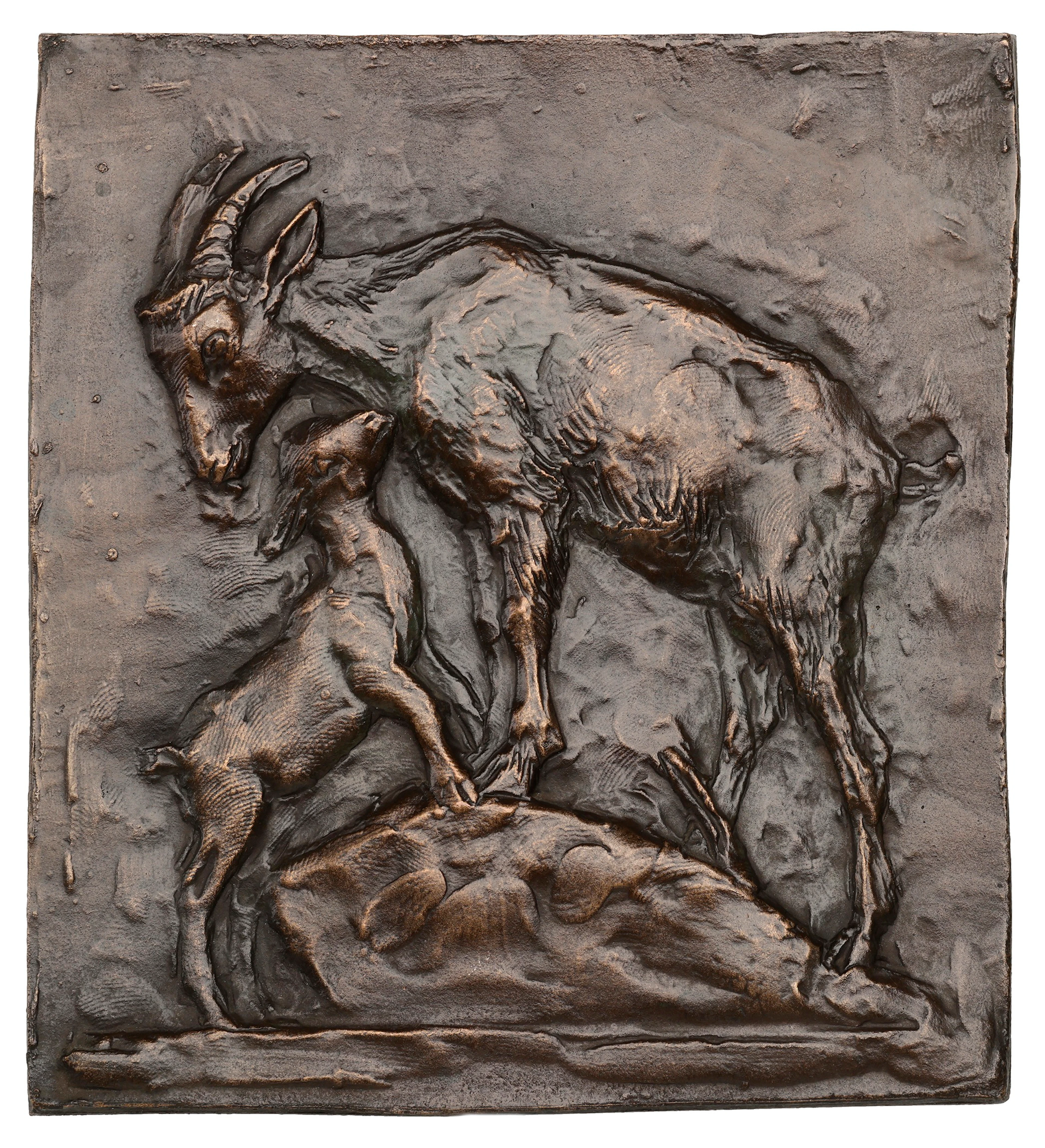 FRANCE, La chèvre et son chevreau [Goat and Her Kid], 1908, a uniface