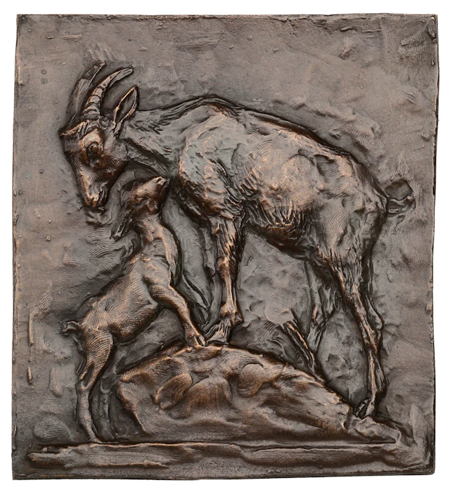 FRANCE, La chèvre et son chevreau [Goat and Her Kid], 1908, a uniface