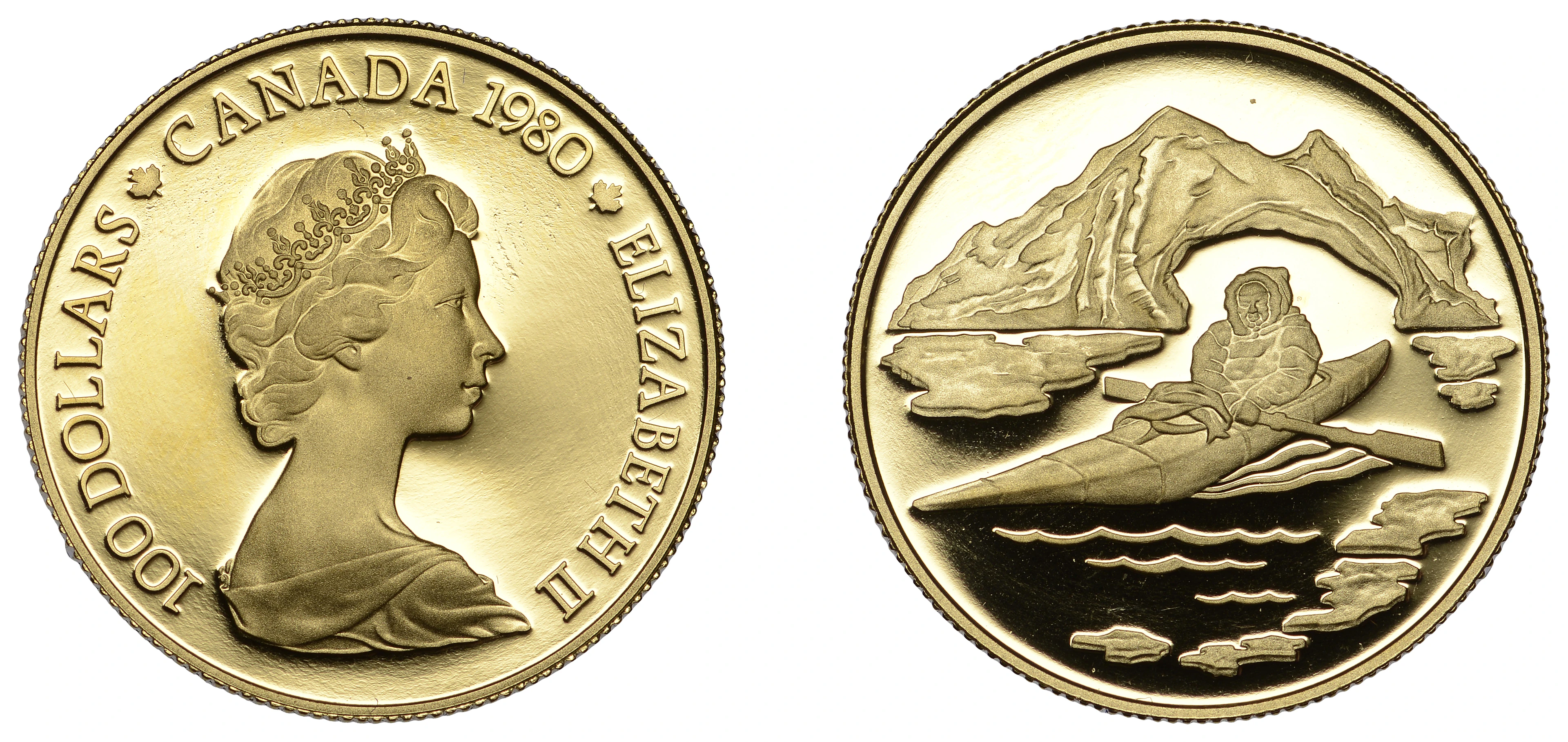 Canada, Elizabeth II, Proof 100 Dollars, 1984, Kayak, Ottawa, 16.95g/12h