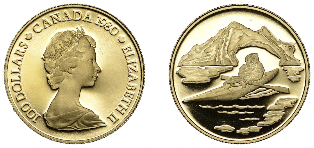 Canada, Elizabeth II, Proof 100 Dollars, 1984, Kayak, Ottawa, 16.95g/12h