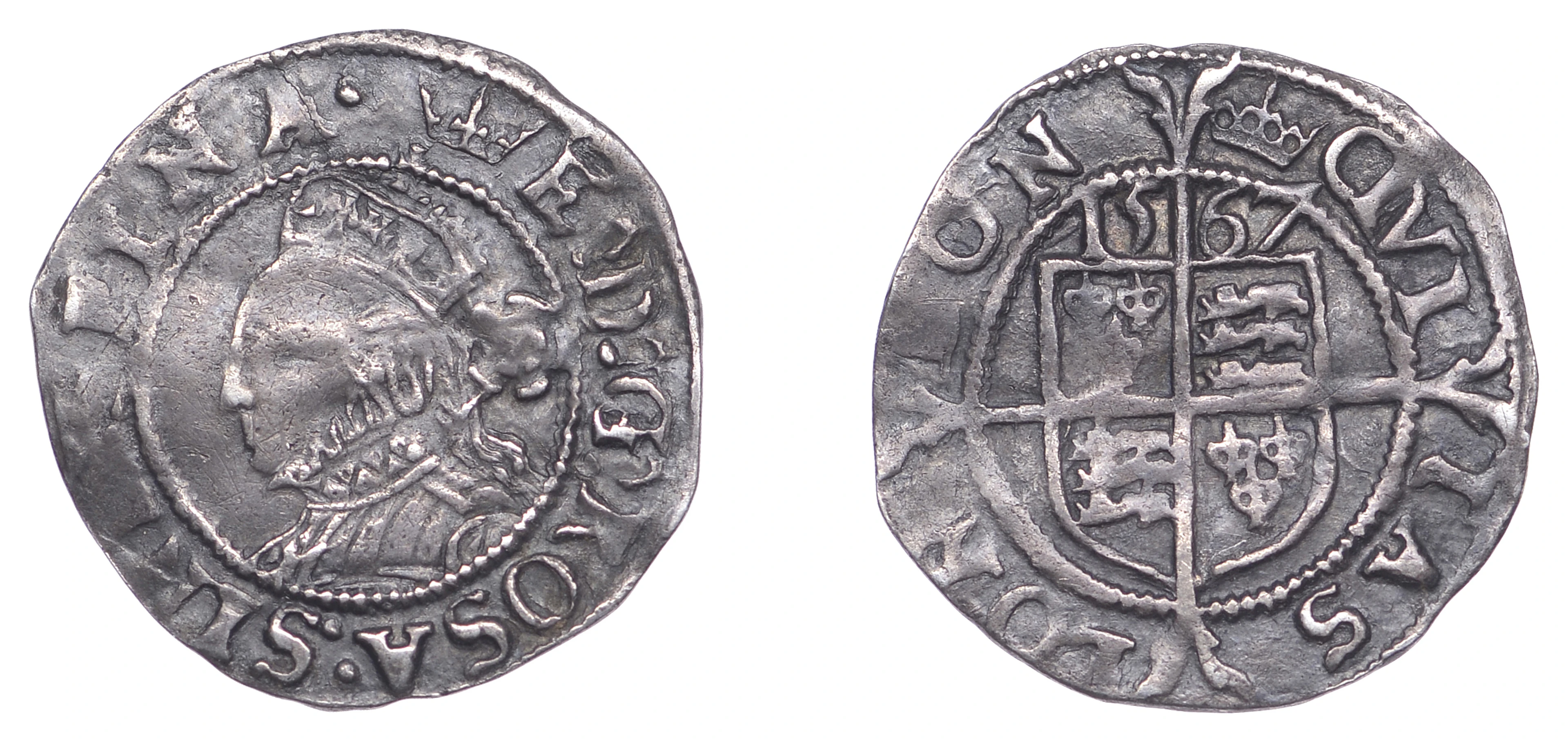 Elizabeth I (1558-1603), Third issue, Three-Halfpence, 1567, mm. coronet