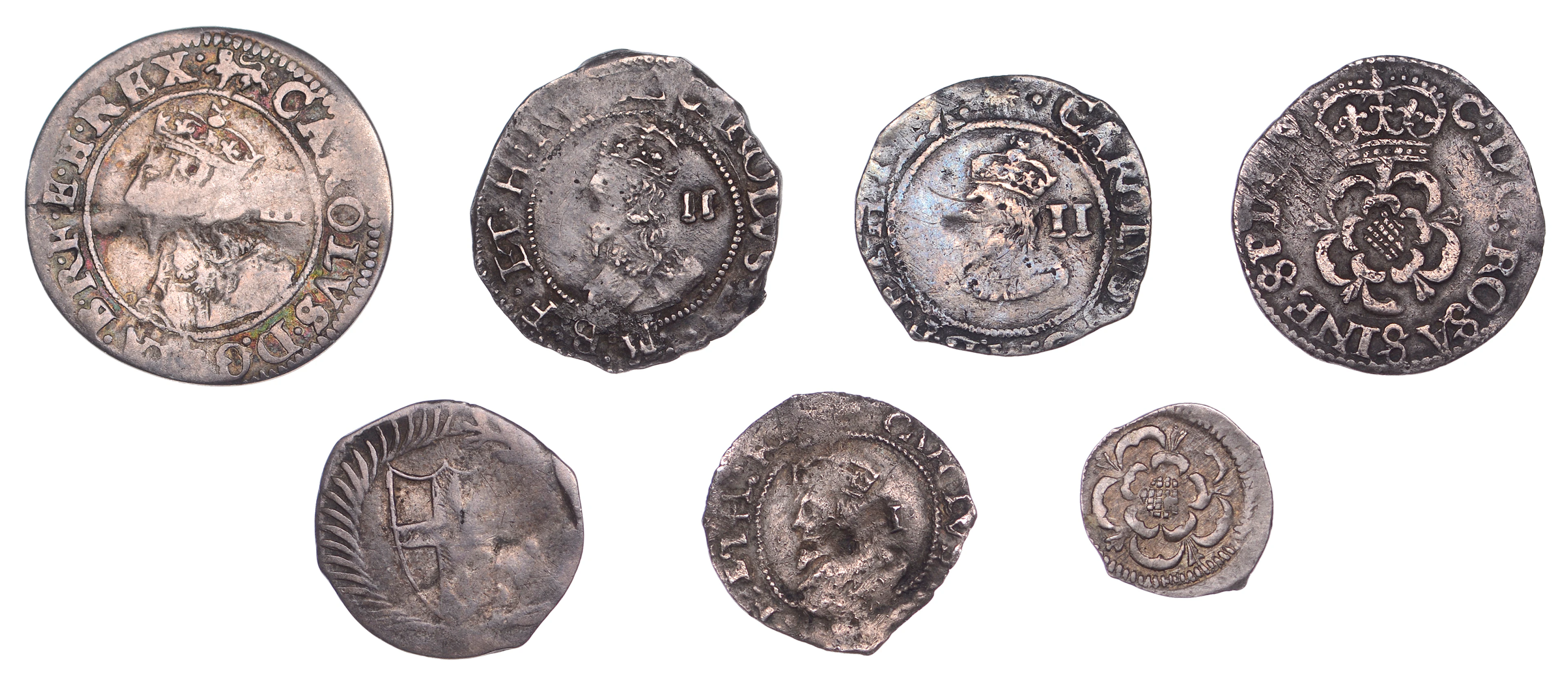 Charles I, Tower mint, Halfgroats (2), Gp A, type 1a, mm. heart, no