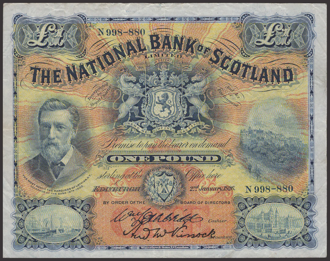 National Bank of Scotland Limited, £1, 2 January 1926, serial number