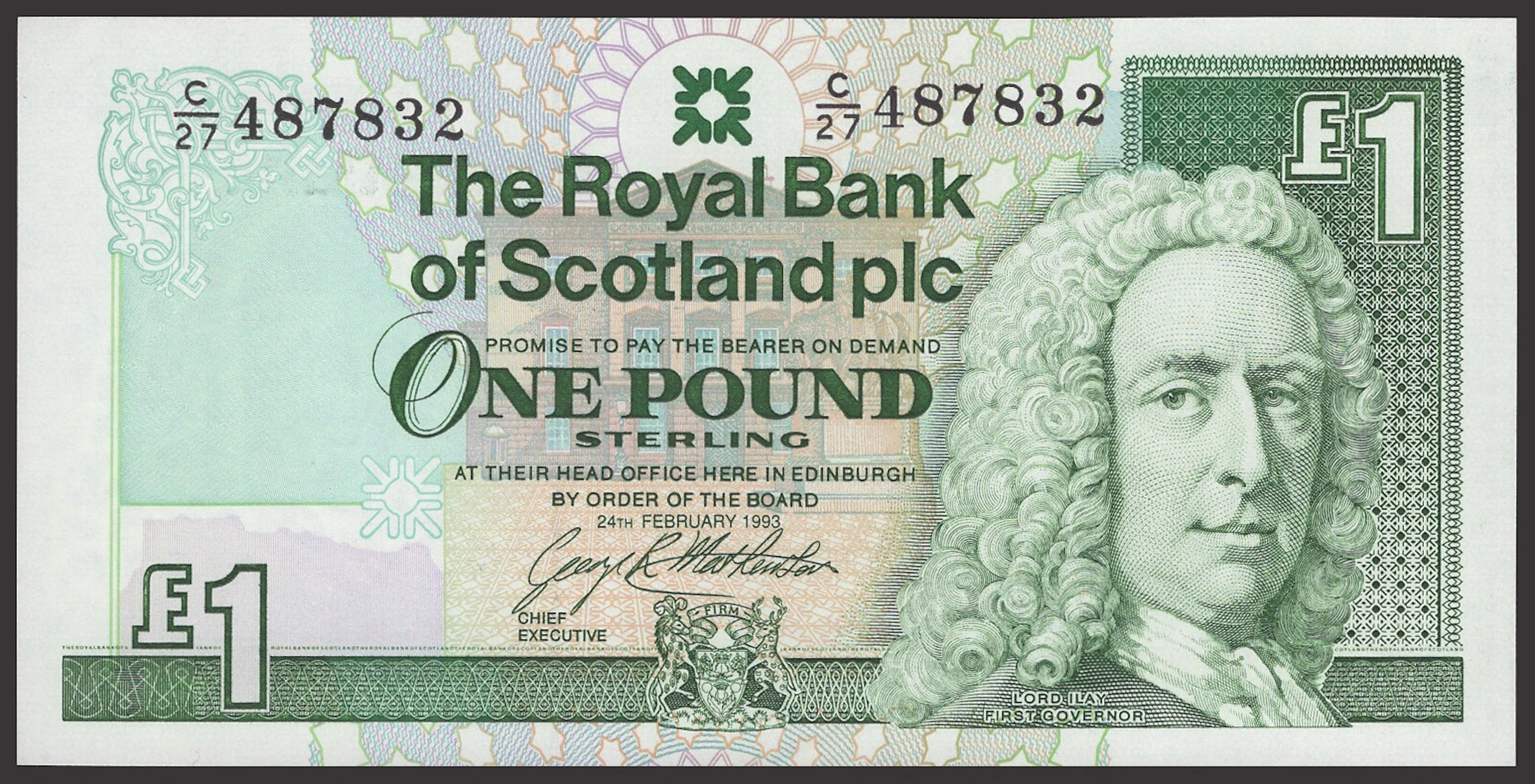 Royal Bank of Scotland PLC, £1 (10), 24 February 1993, prefix C/27