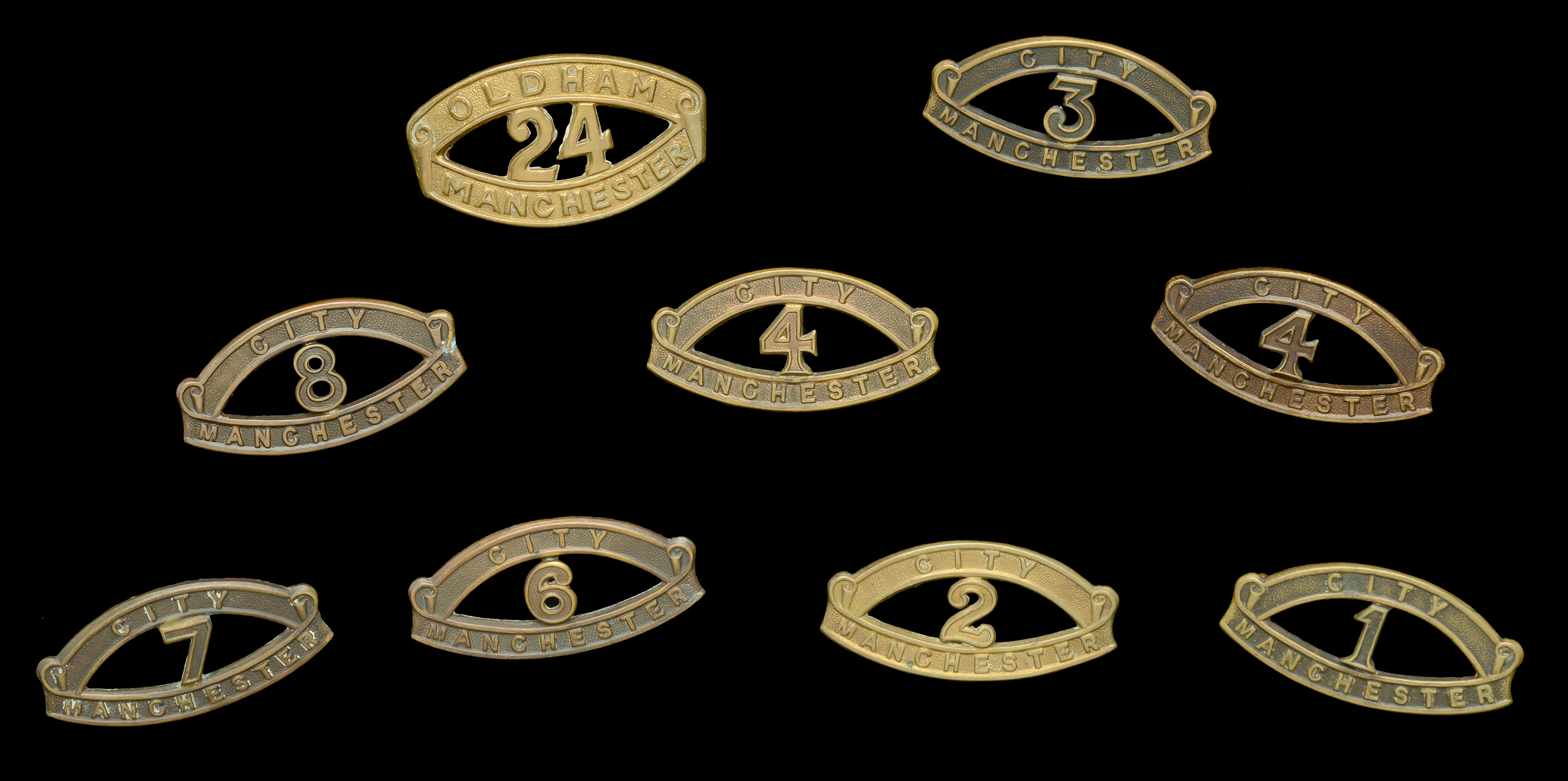 Manchester Regiment, City Battalions, Assorted Shoulder Titles. A