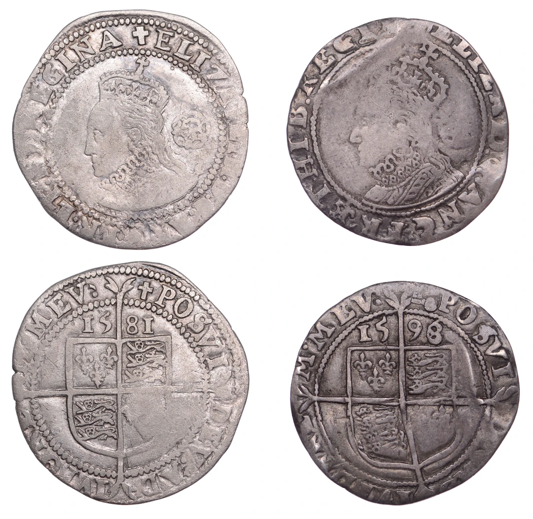 Elizabeth I, Sixpences (2), Fifth issue, 1581, mm. Latin cross, bust