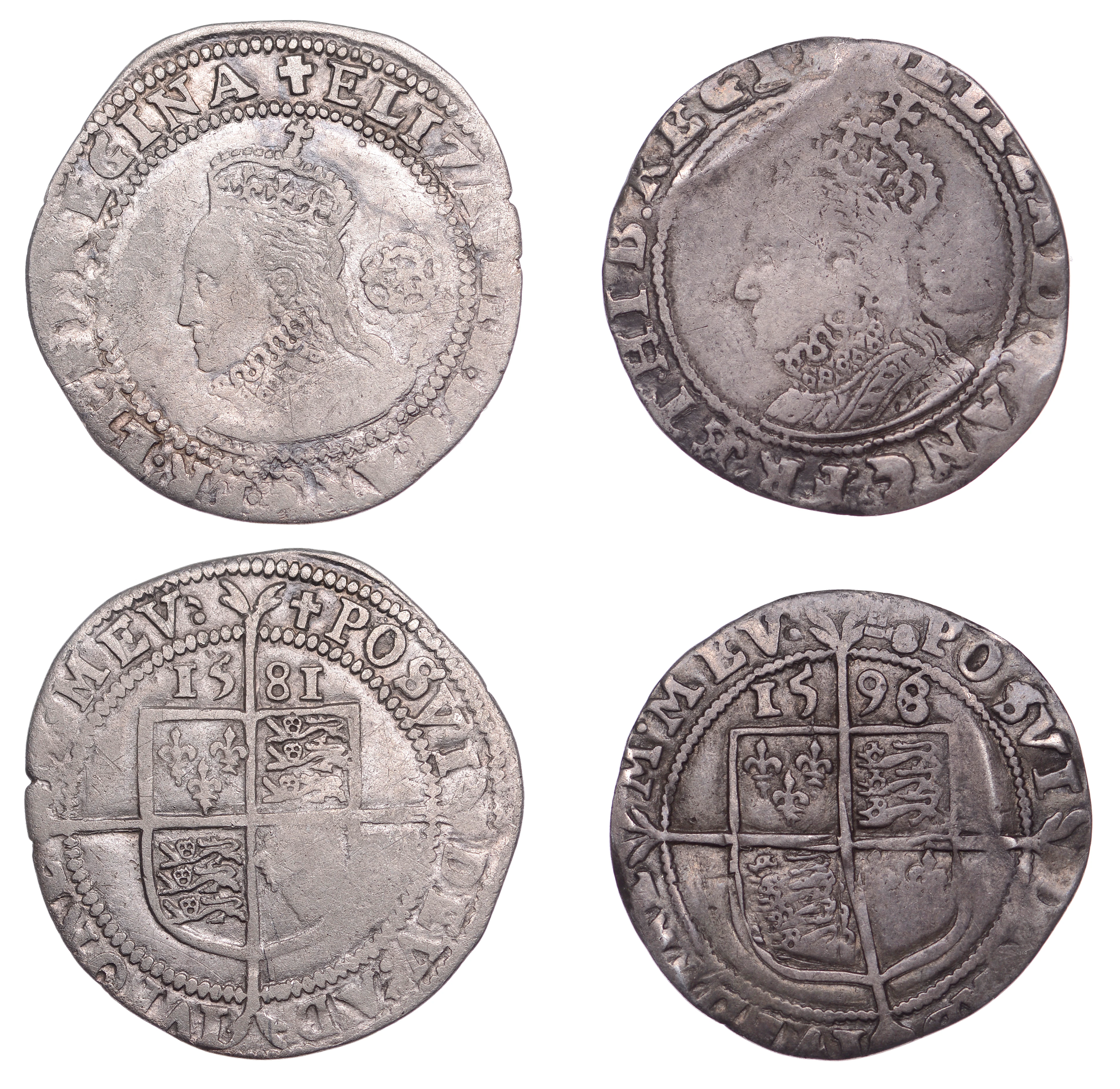 Elizabeth I, Sixpences (2), Fifth issue, 1581, mm. Latin cross, bust